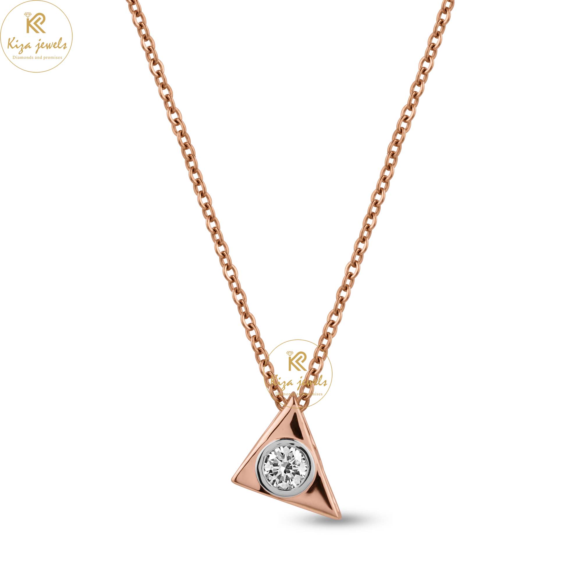 0.30 TDW Round Cut Diamond Solitaire Pendant With Chain