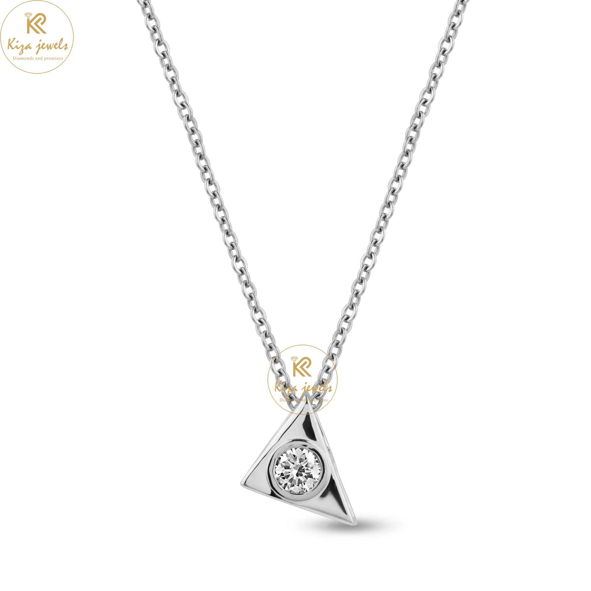 0.30 TDW Round Cut Diamond Solitaire Pendant With Chain