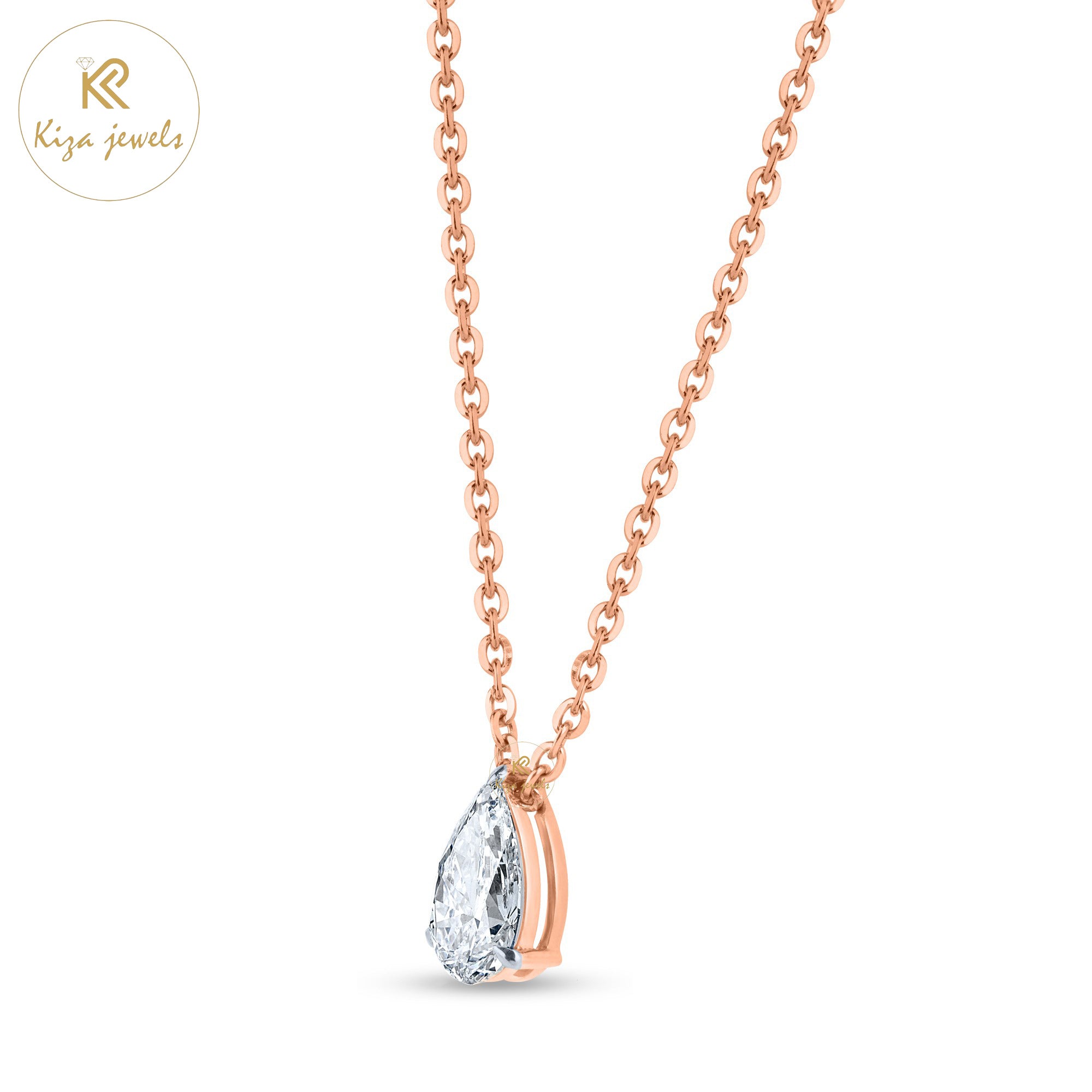 1.09 TDW Round & Pear Cut Diamond Pendant With Chain