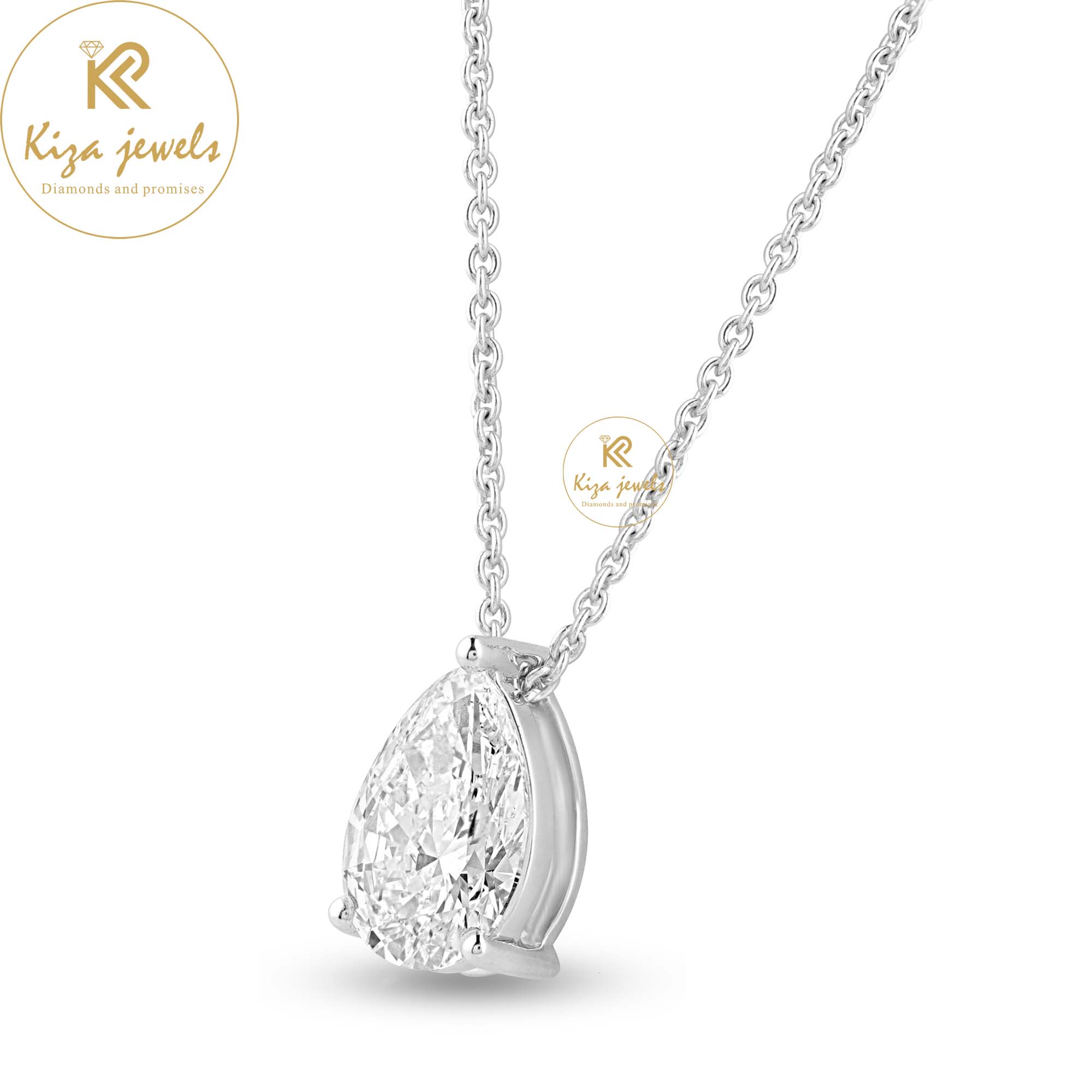 1.05 TDW Pear Cut Diamond Solitaire Pendant with Chain