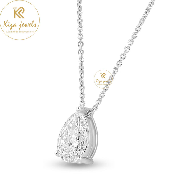 1.05 TDW Pear Cut Diamond Solitaire Pendant with Chain