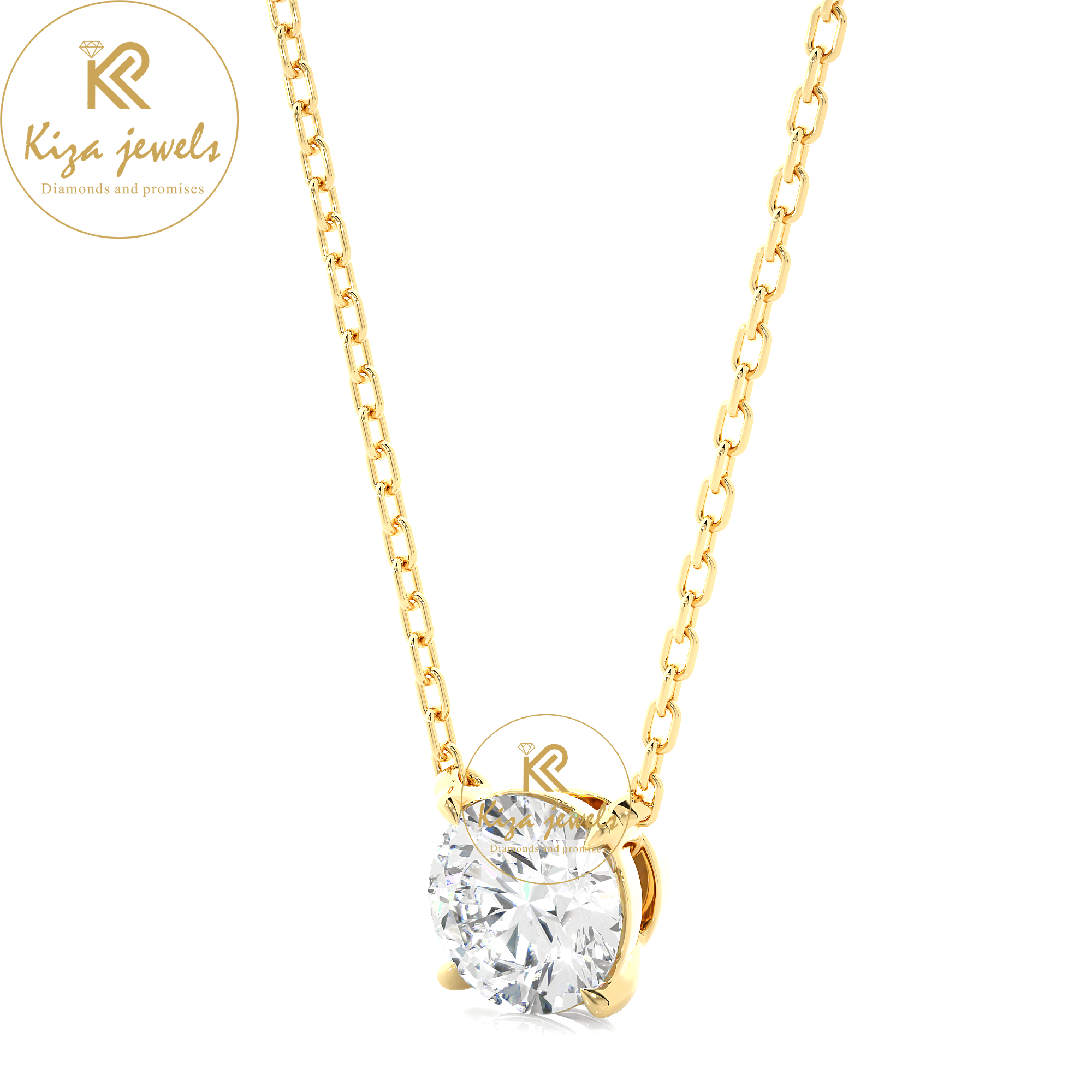 1.03 TDW Round Cut Diamond Solitaire Pendant With Chain