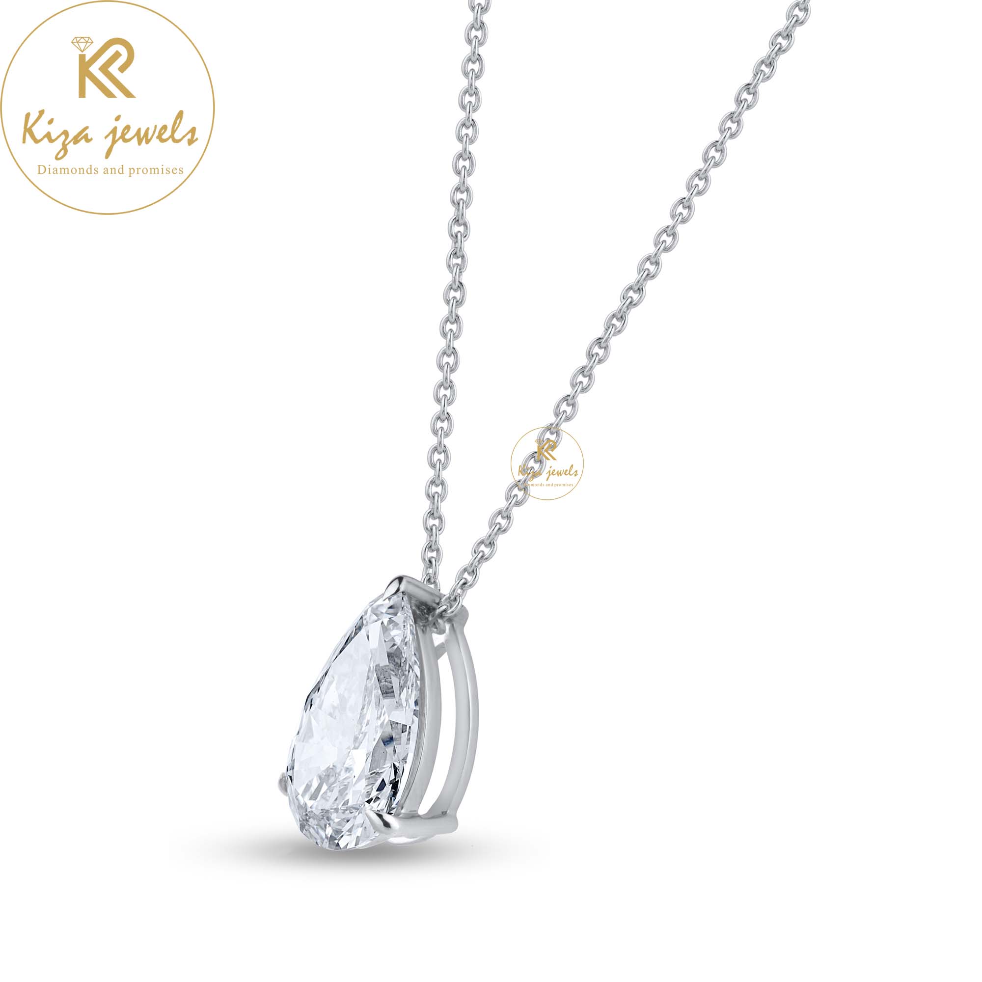 3.11 TDW Pear Cut Diamond White solitaire Pendant