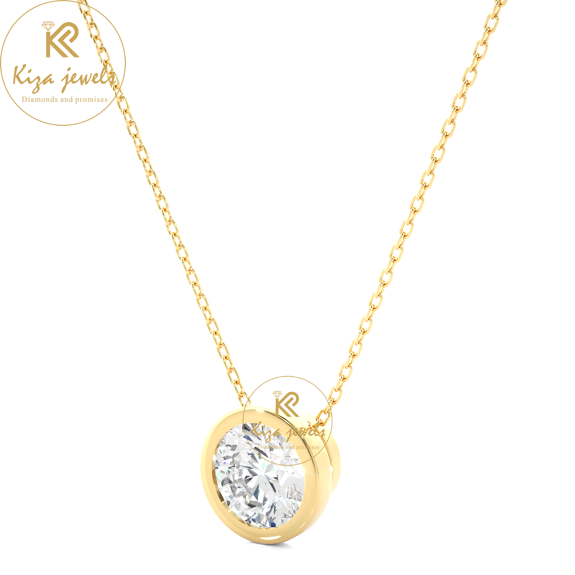 1.08 TDW Round Cut Diamond Solitaire Pendant With Chain