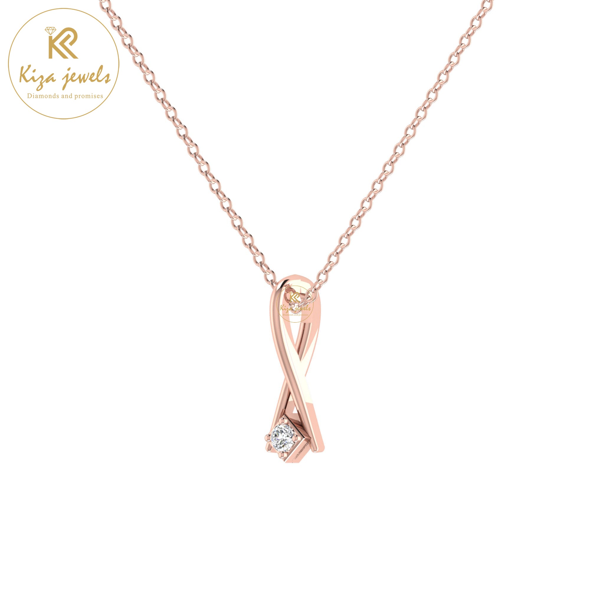 0.04 TDW Round Cut Diamond Solitaire Pendant With Chain