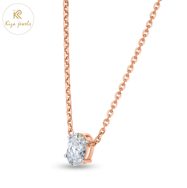 1.07 TDW Oval Cut Diamond Solitaire Pendant With Chain