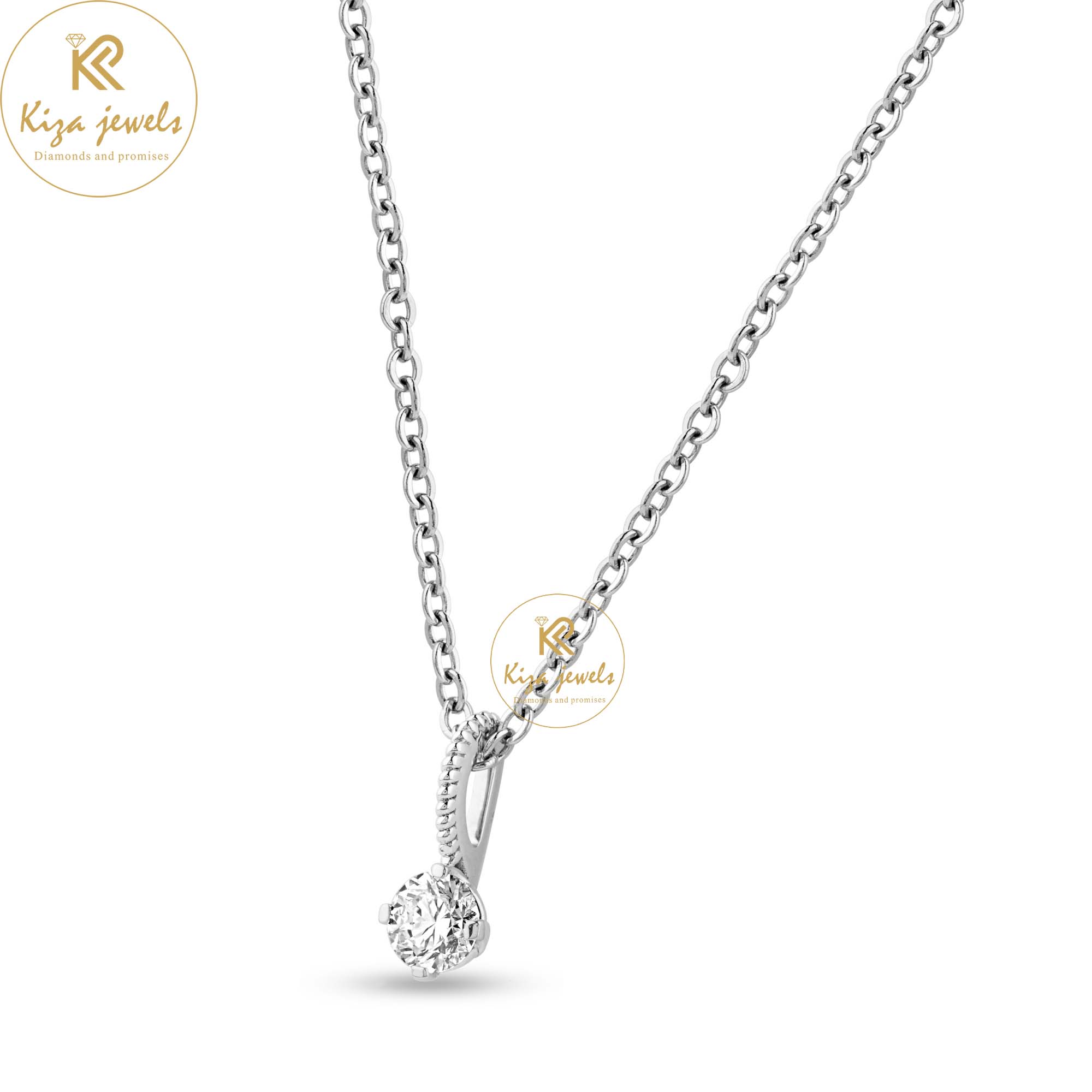 0.33 TDW Round Brilliant Cut Diamond Solitaire Pendant With Chain