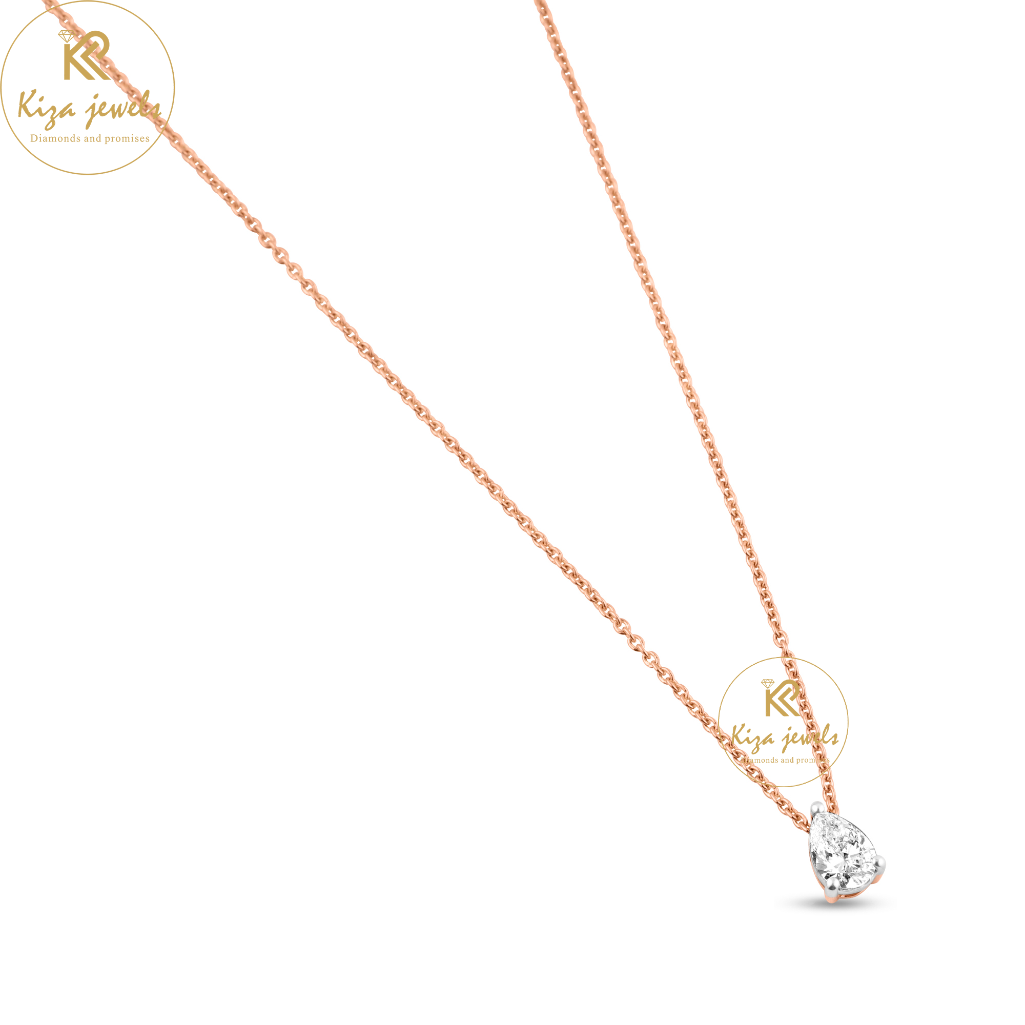 0.32 TDW Pear Cut Diamond Solitaire Pendant With Chain