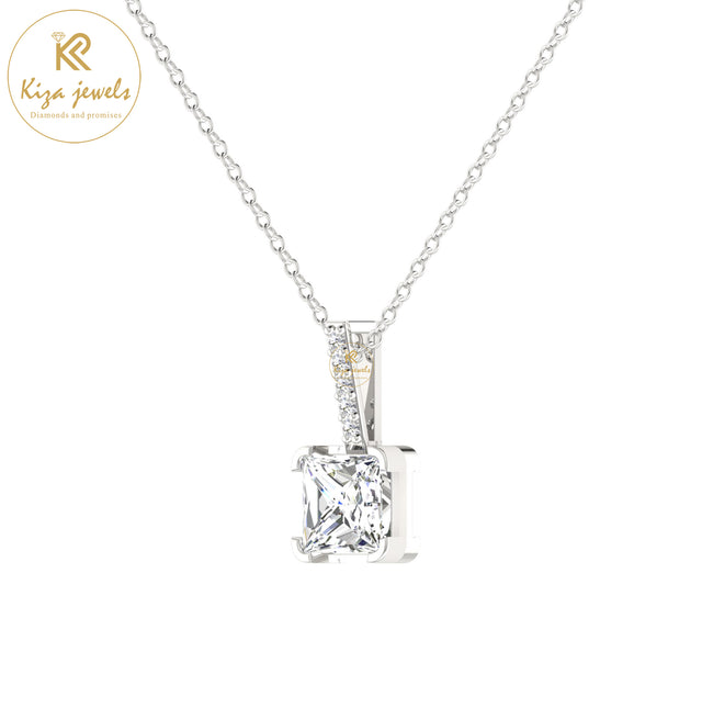 0.34 TDW Round & Princess Cut Diamond Custom Pendant With Chain