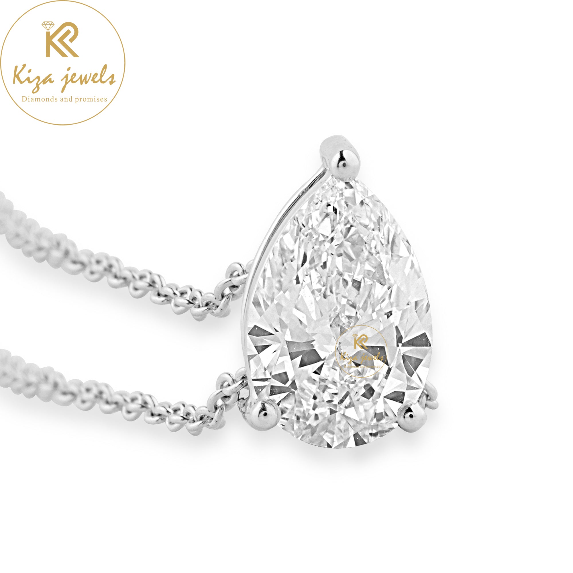 1.05 TDW Pear Cut Diamond Solitaire Pendant with Chain