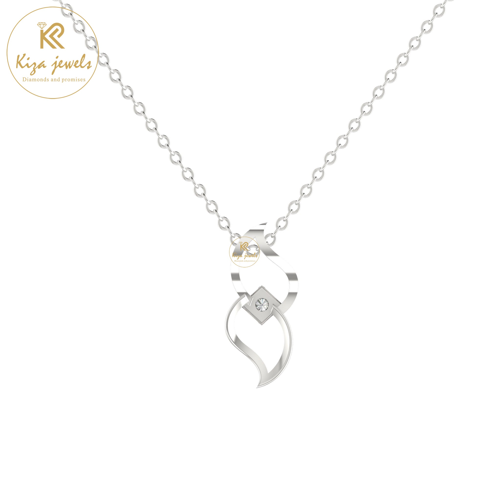 0.008 TDW Round Cut Diamond Solitaire Pendant with Chain