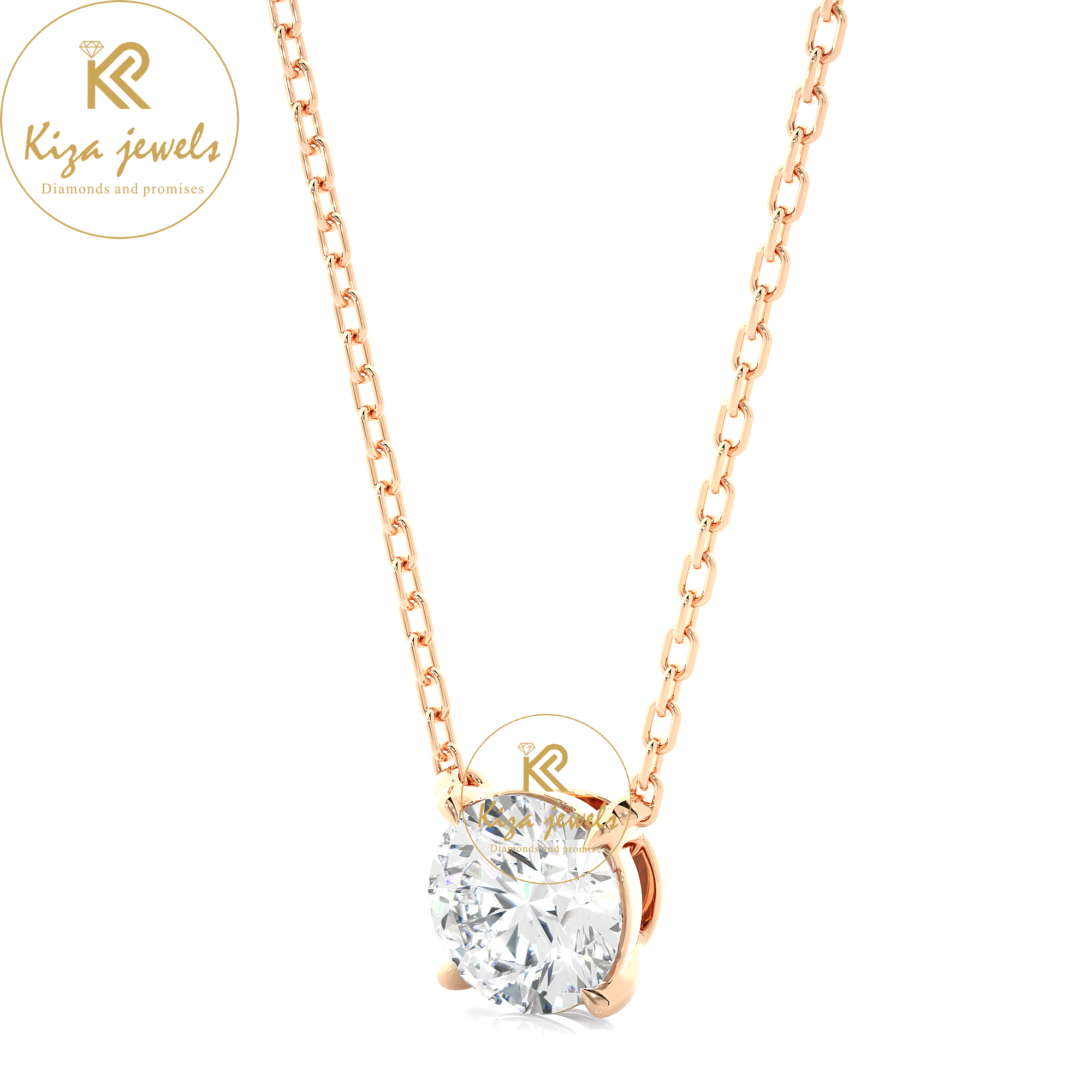 1.03 TDW Round Cut Diamond Solitaire Pendant With Chain