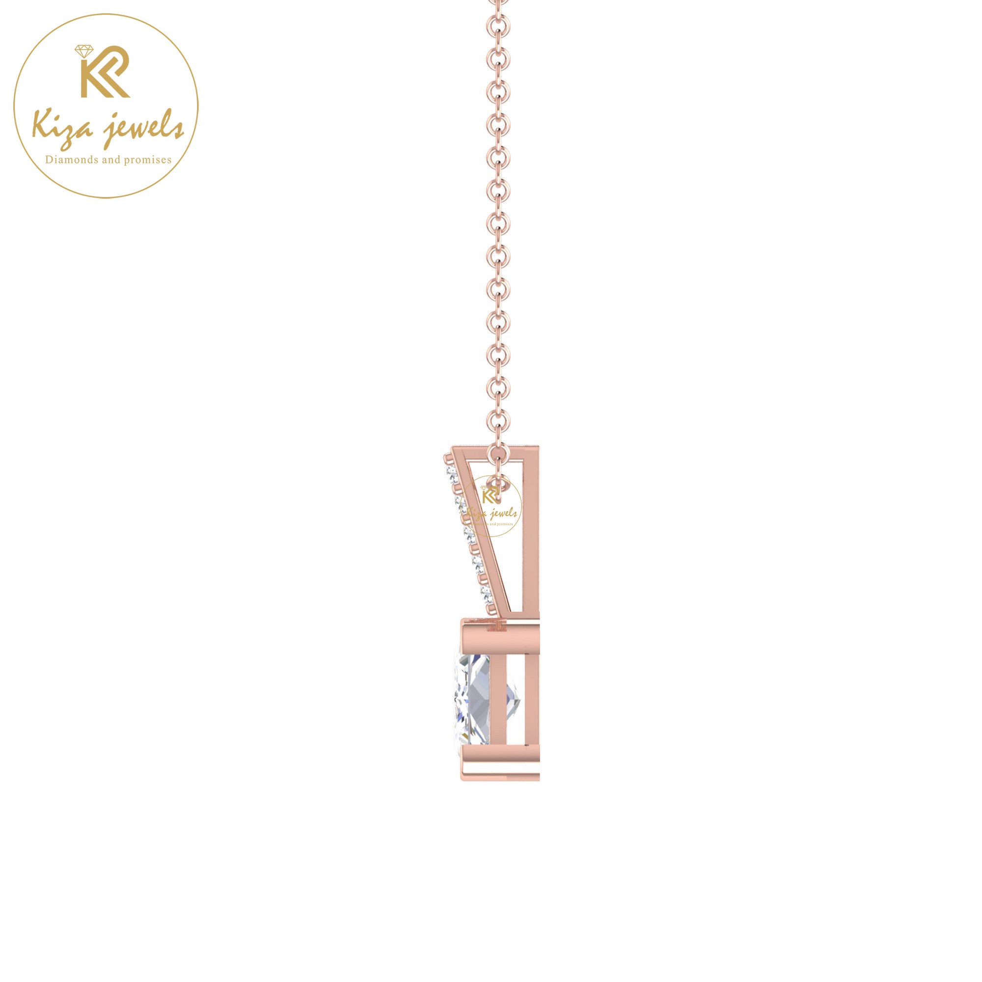 0.34 TDW Round & Princess Cut Diamond Custom Pendant With Chain