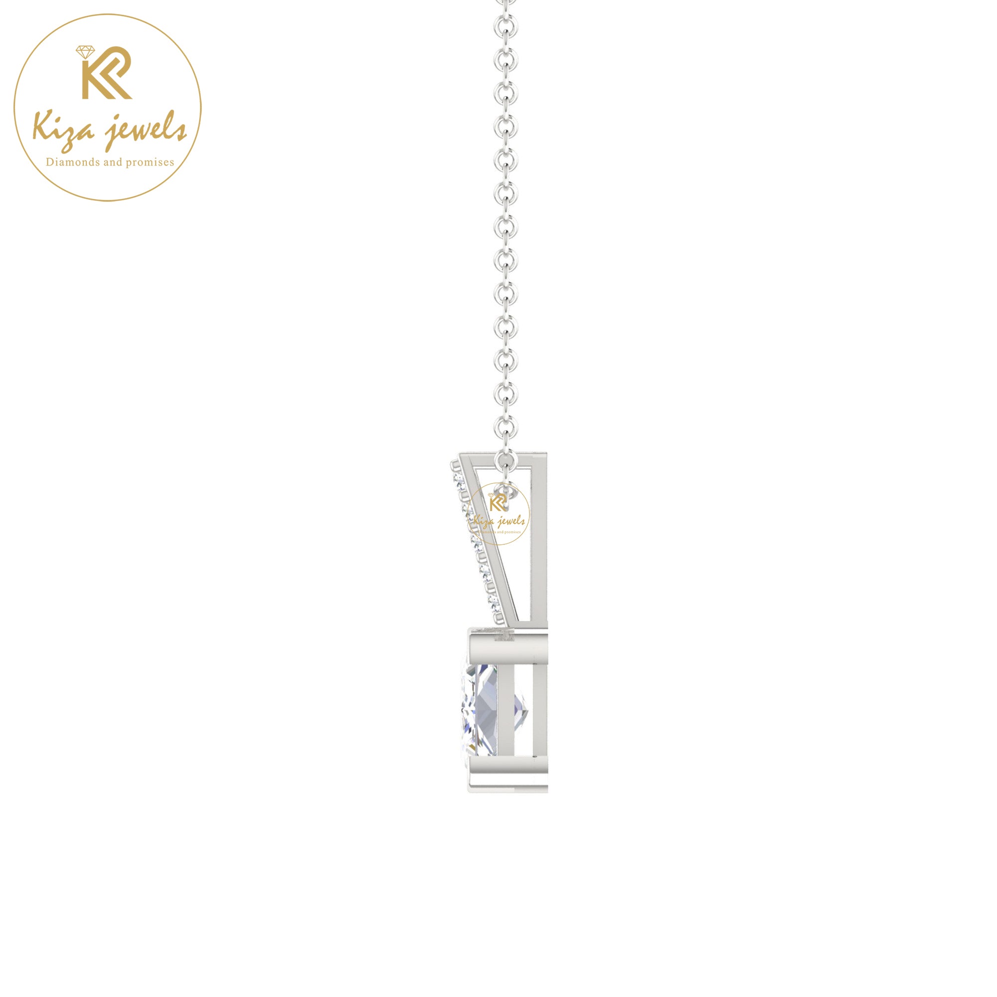 0.34 TDW Round & Princess Cut Diamond Custom Pendant With Chain