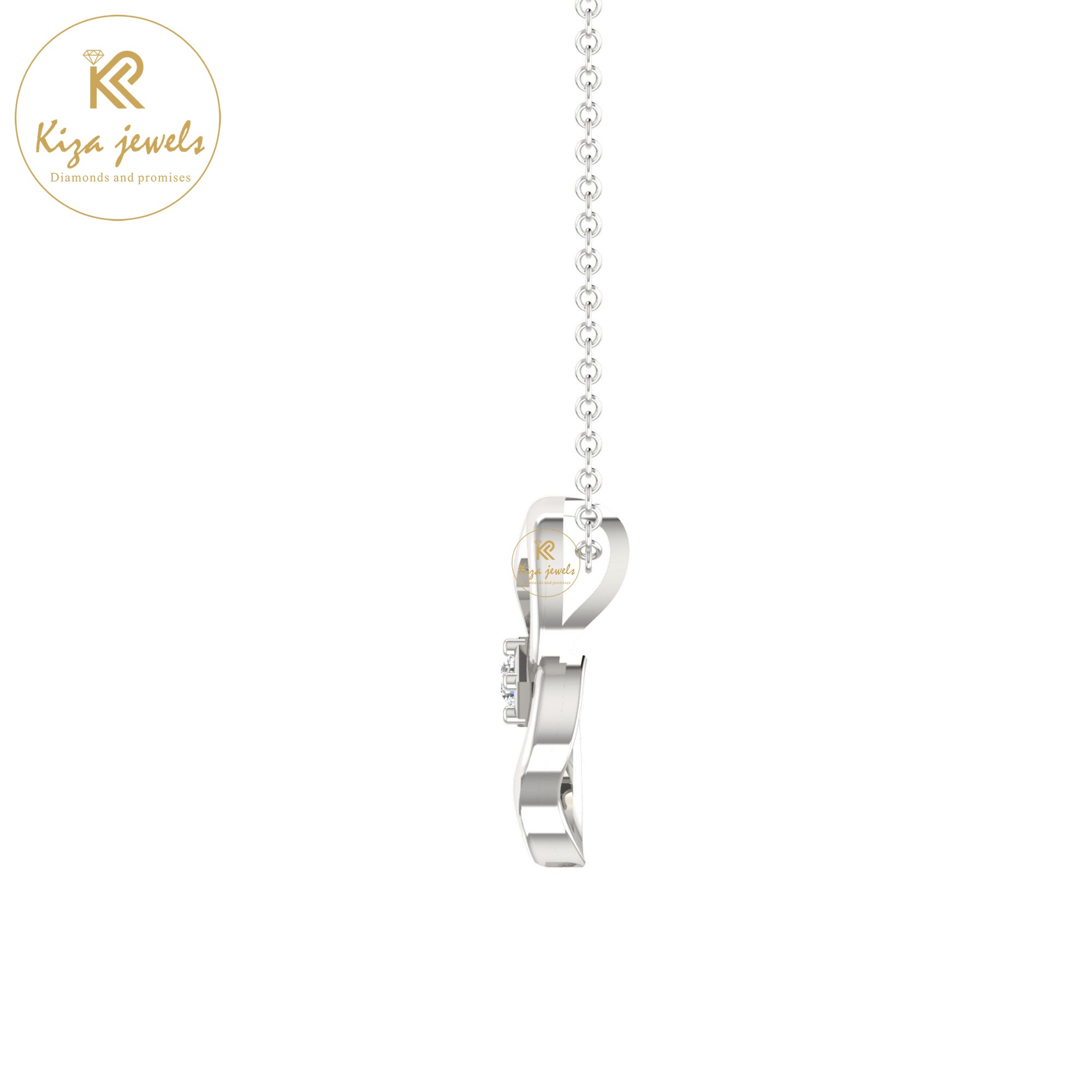 0.008 TDW Round Cut Diamond Solitaire Pendant with Chain