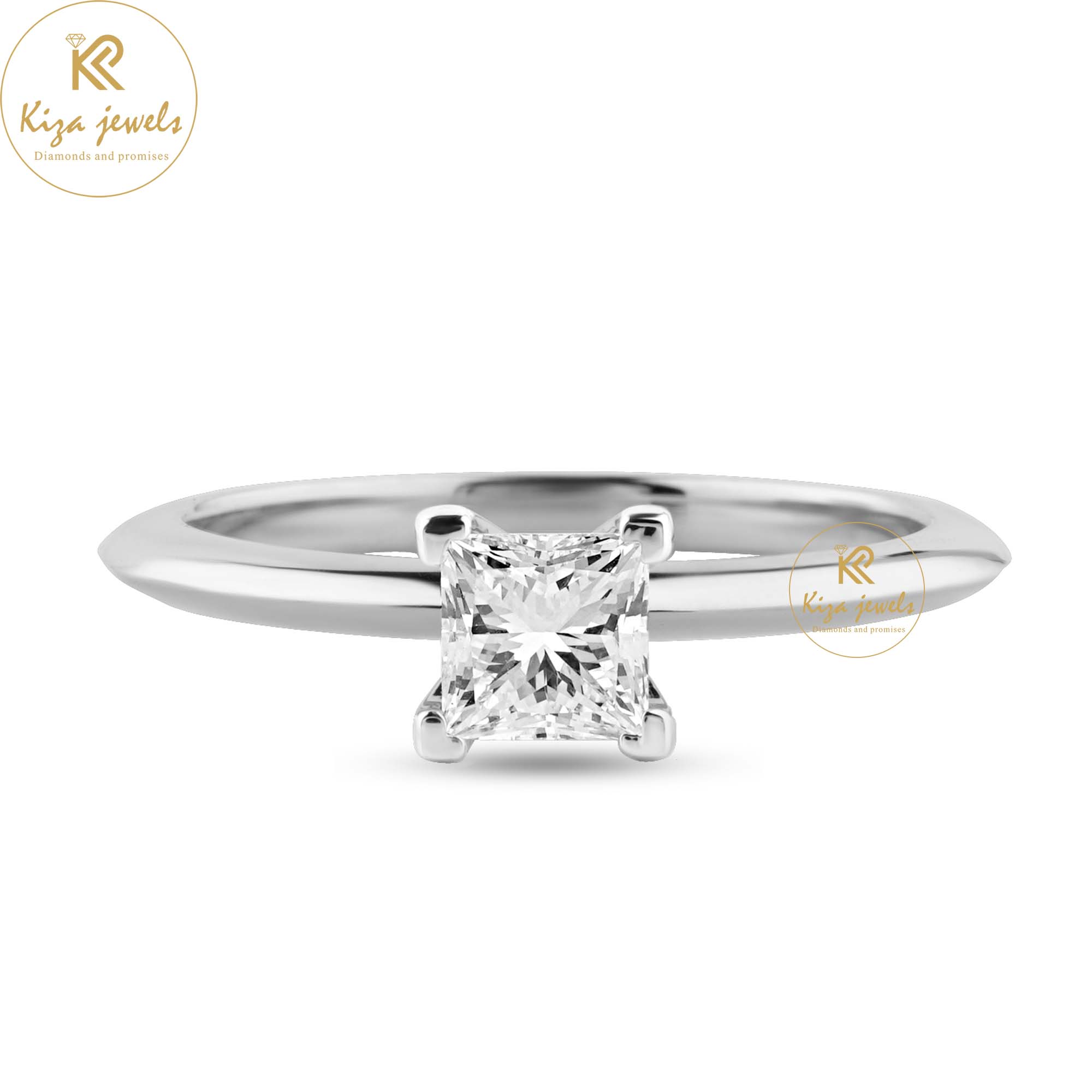 0.75 TDW Princess Cut Women's Diamond Solitaire Ring