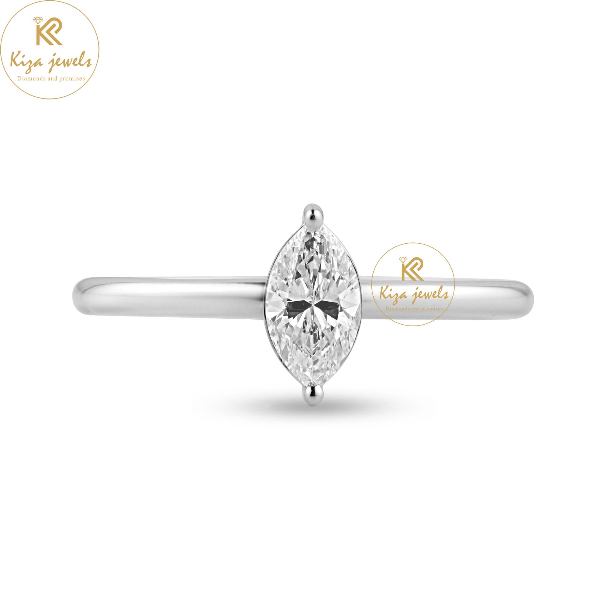 0.30 TDW Marquise Cut Women's Solitaire Diamond Ring