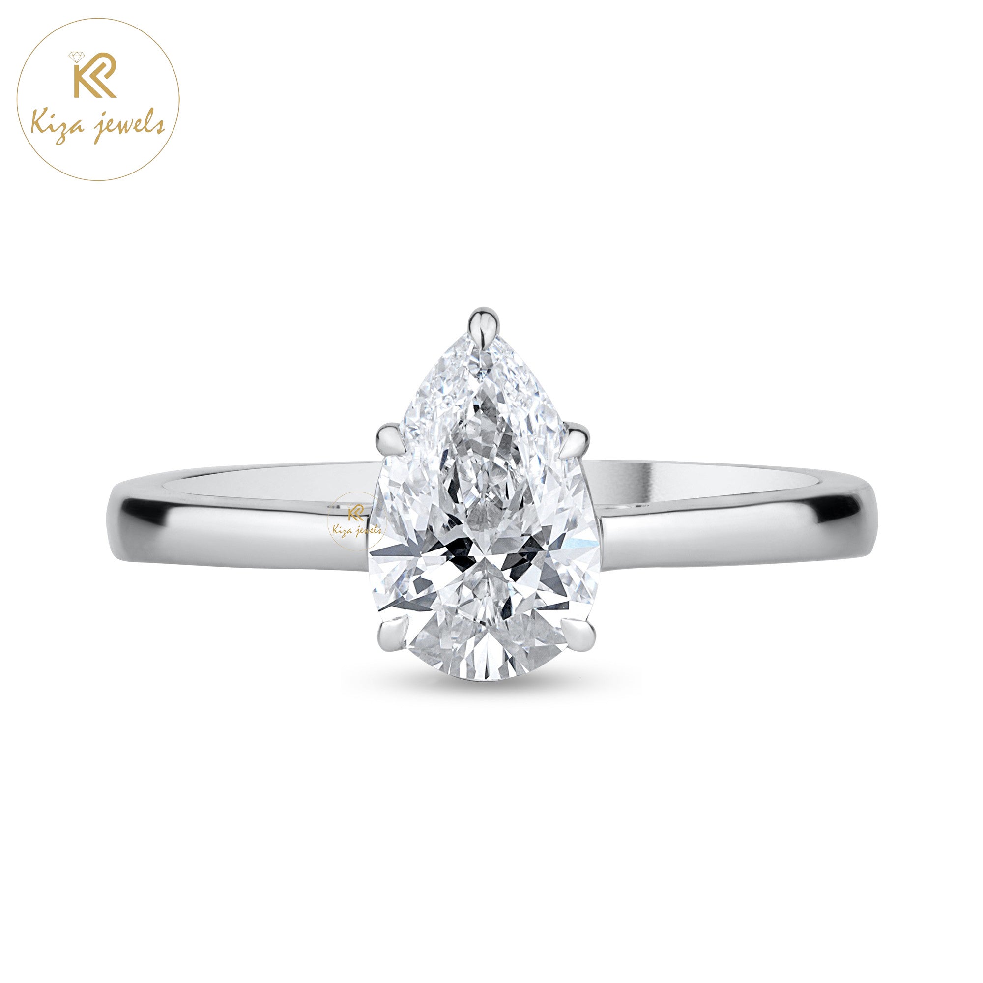 1.50 TDW Pear Cut Women's Diamond Solitaire Ring