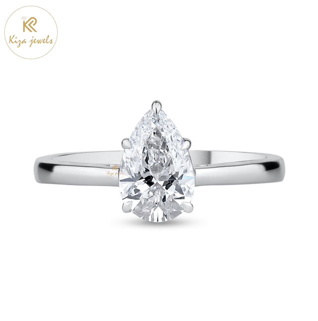 1.50 TDW Pear Cut Women's Diamond Solitaire Ring