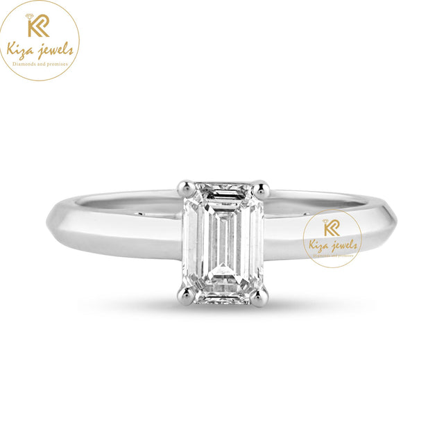 0.85 TDW Emerald Cut Women's Solitaire Diamond Ring