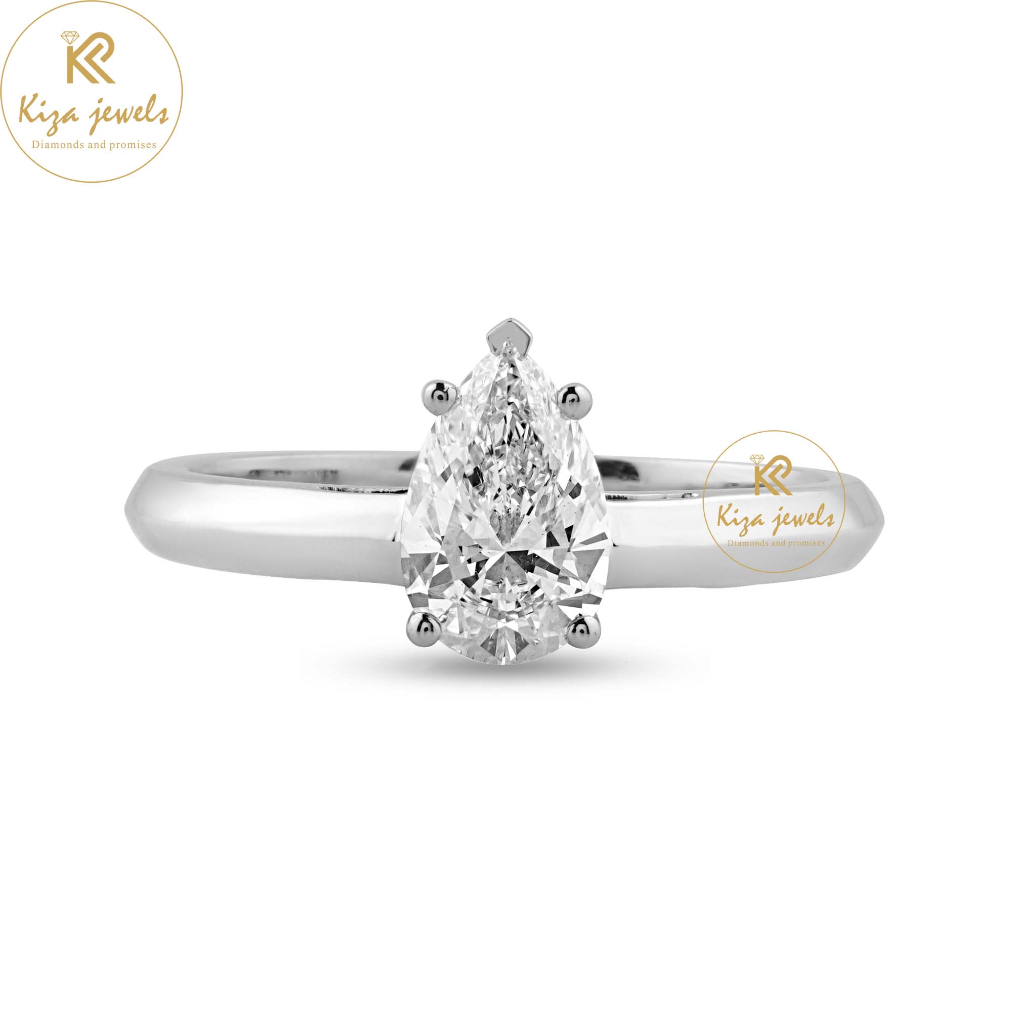 0.97 TDW Pear Cut Women's Solitaire Diamond Ring