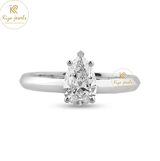 0.97 TDW Pear Cut Women's Solitaire Diamond Ring