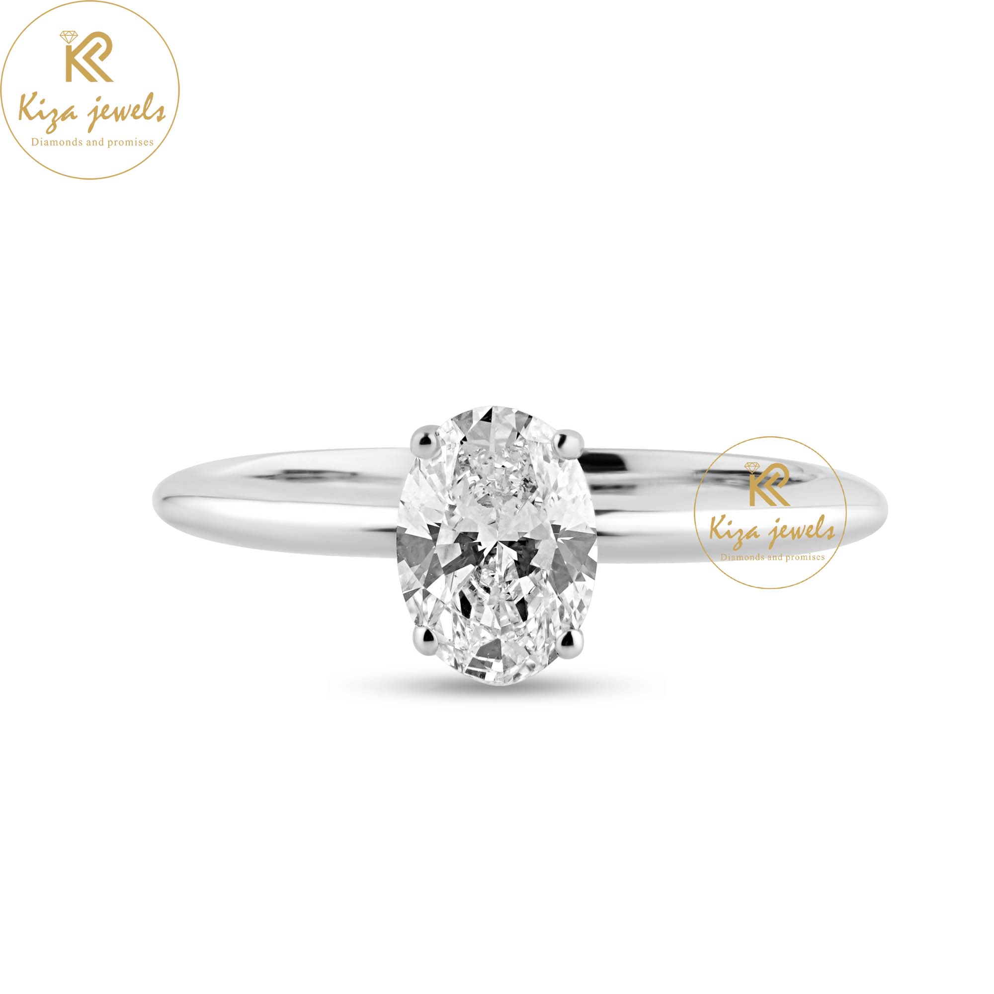 1.00 TDW Oval Cut Women's Solitaire Diamond Ring