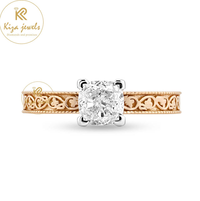 1.00 TDW Cushion Cut Women's Solitaire Diamond Ring