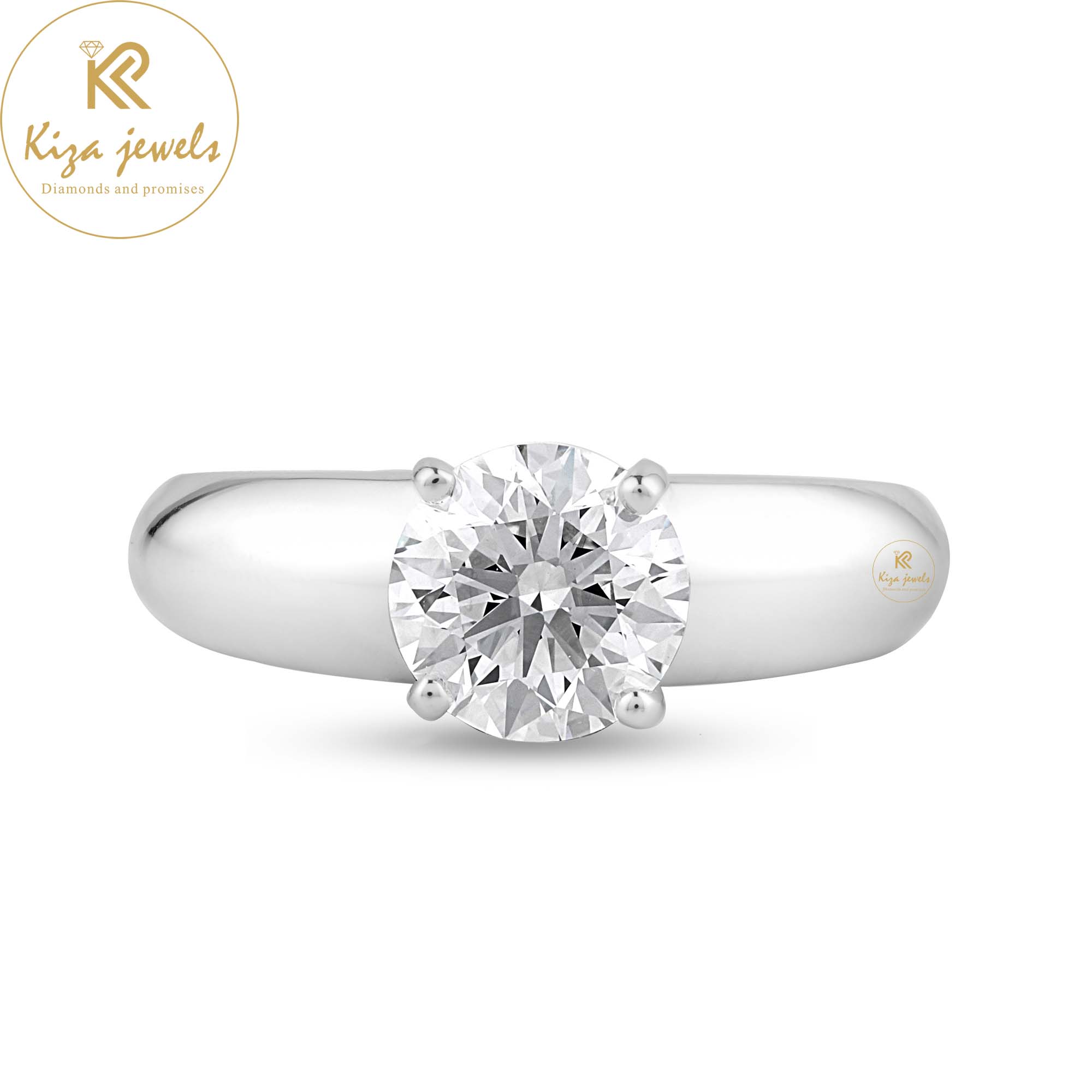 1.62 TDW Round Cut Women's Solitaire Diamond Ring