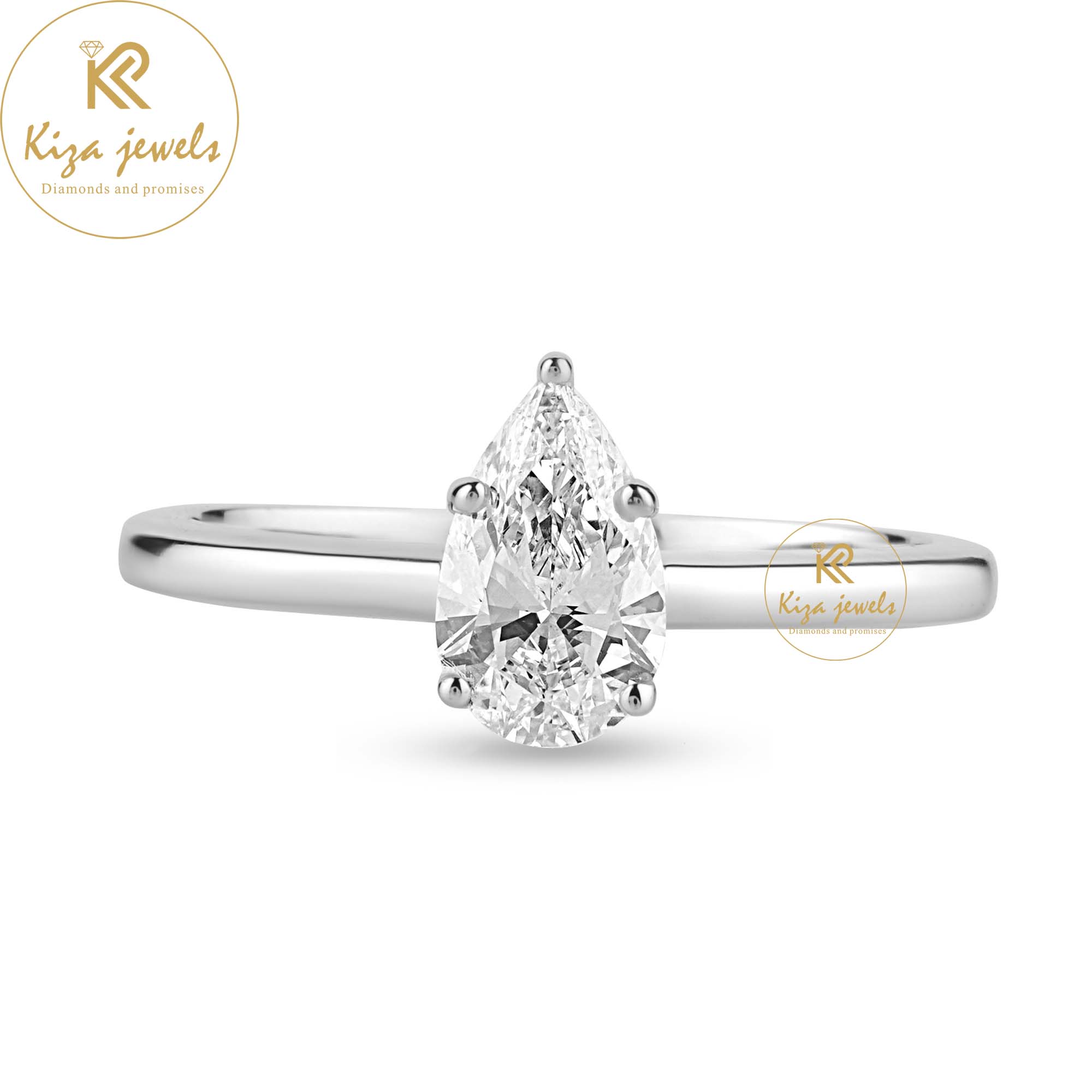 0.87 TDW Pear Cut Women's Solitaire Diamond Ring