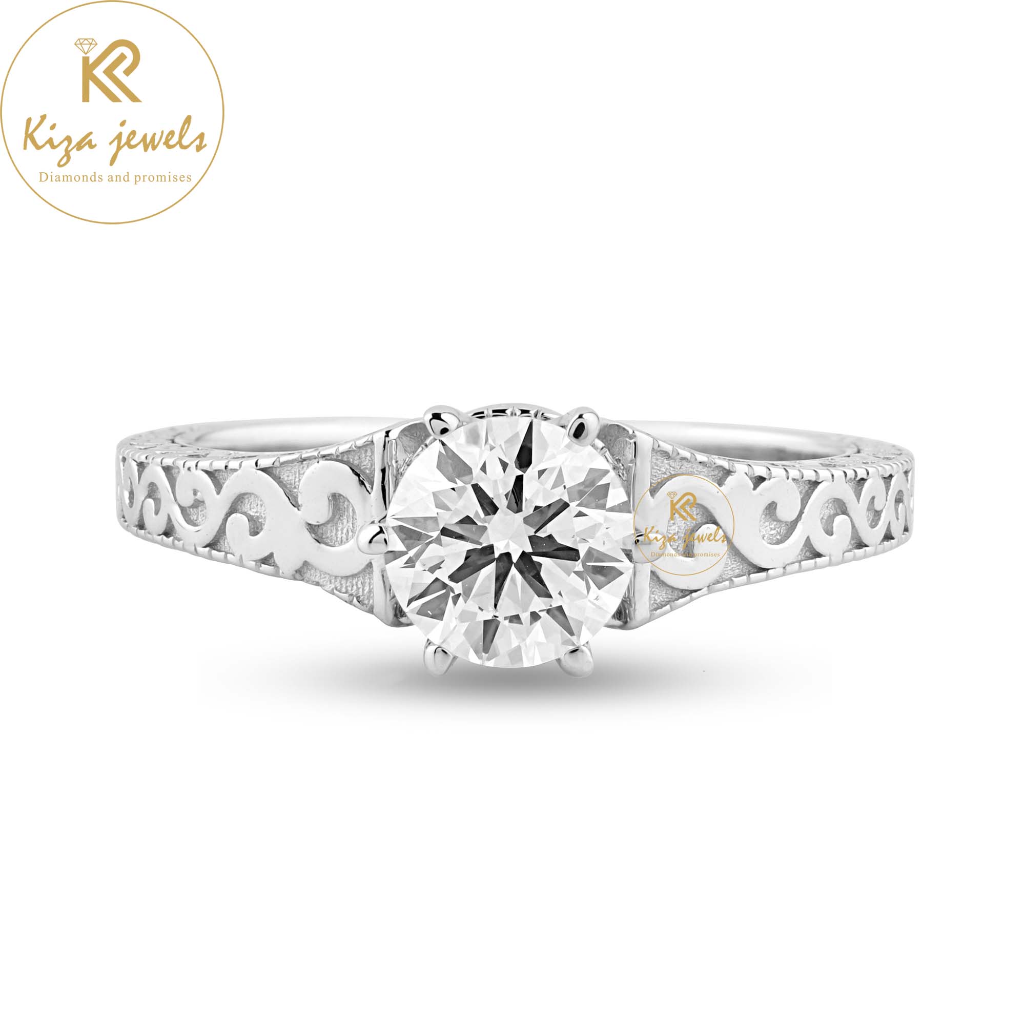 0.93 TDW Round Cut Women's Solitaire Diamond Ring