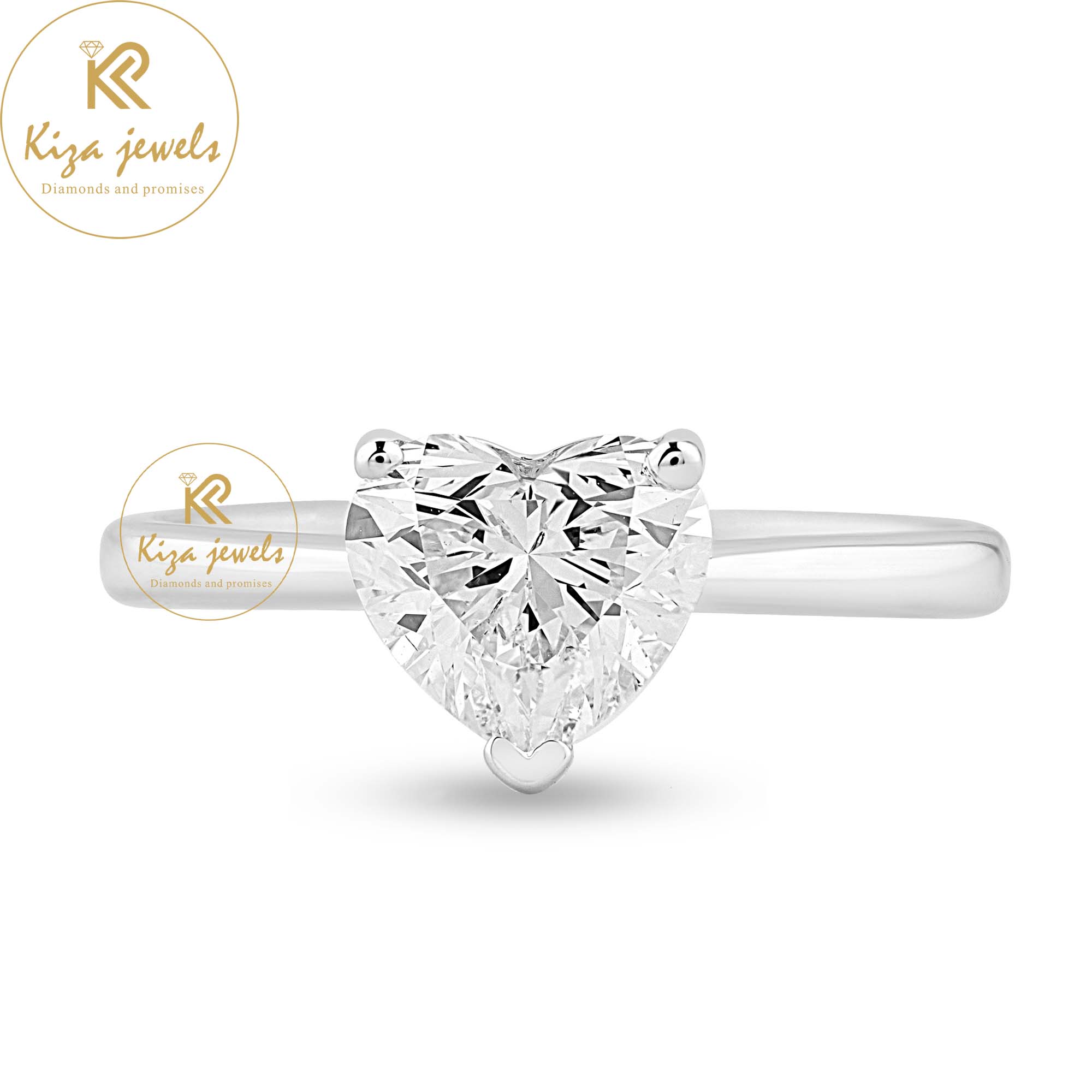 1.70 TDW Heart Cut Women's Solitaire Diamond Ring