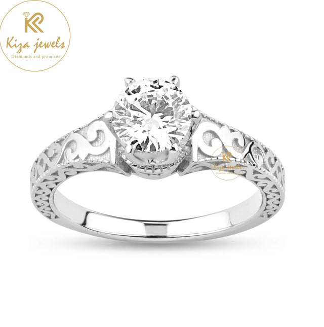 0.93 TDW Round Cut Women's Solitaire Diamond Ring