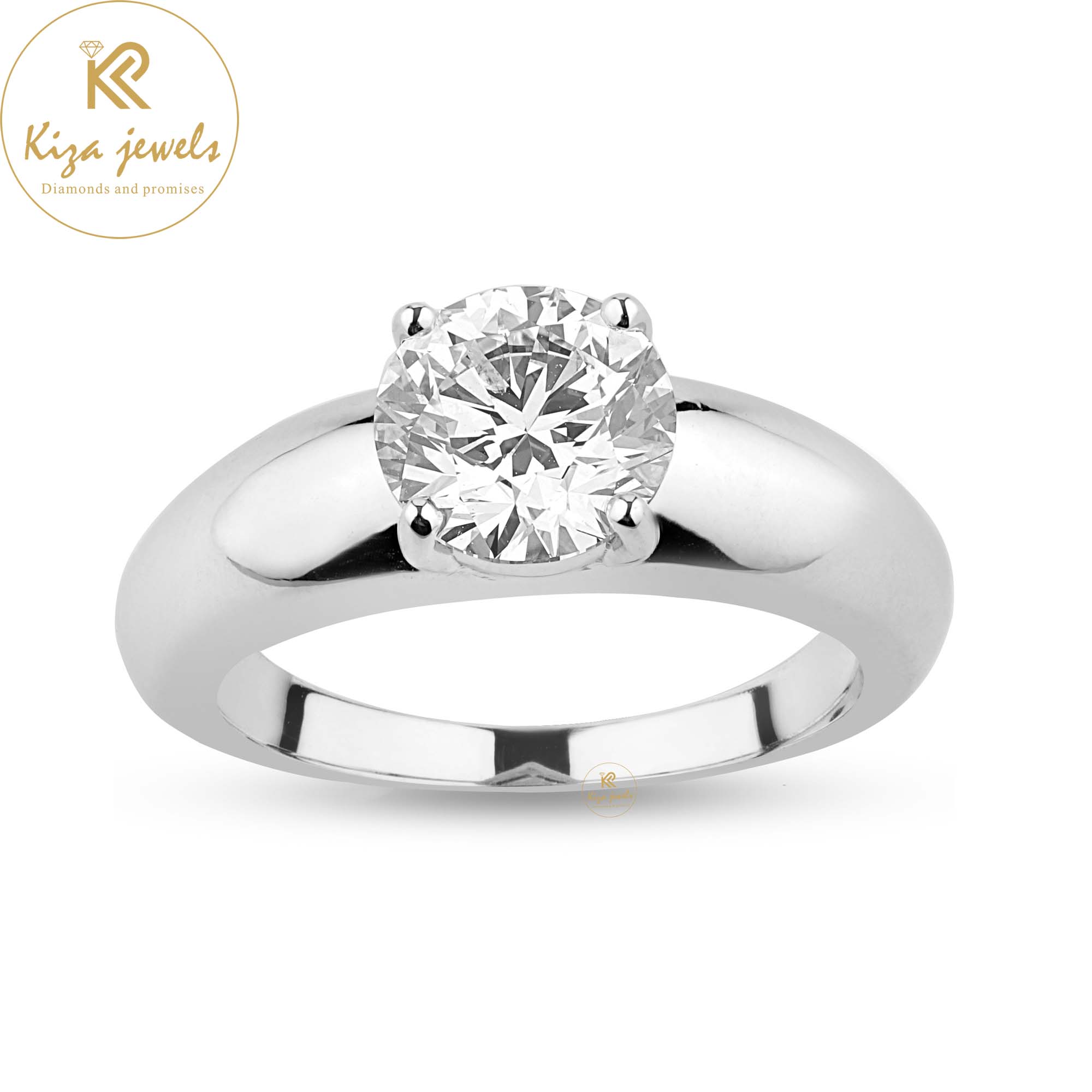 1.62 TDW Round Cut Women's Solitaire Diamond Ring