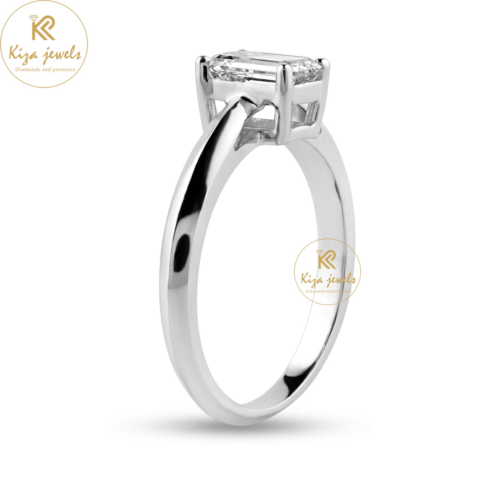 0.85 TDW Emerald Cut Women's Solitaire Diamond Ring