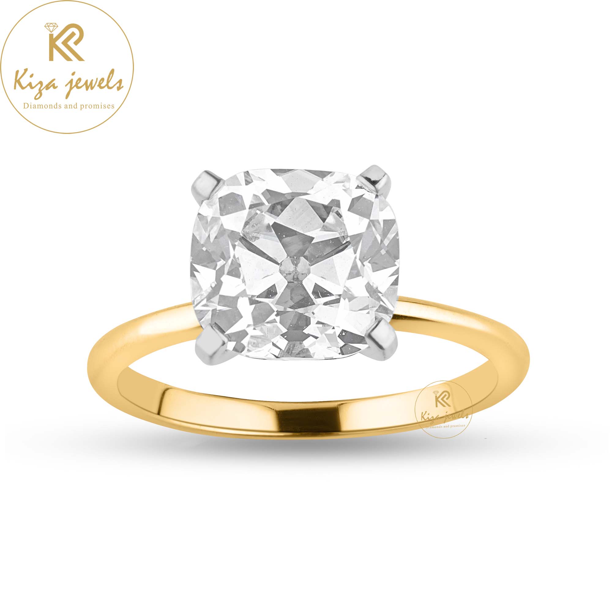 3.05 TDW Cushion Cut Diamond Solitaire Ring