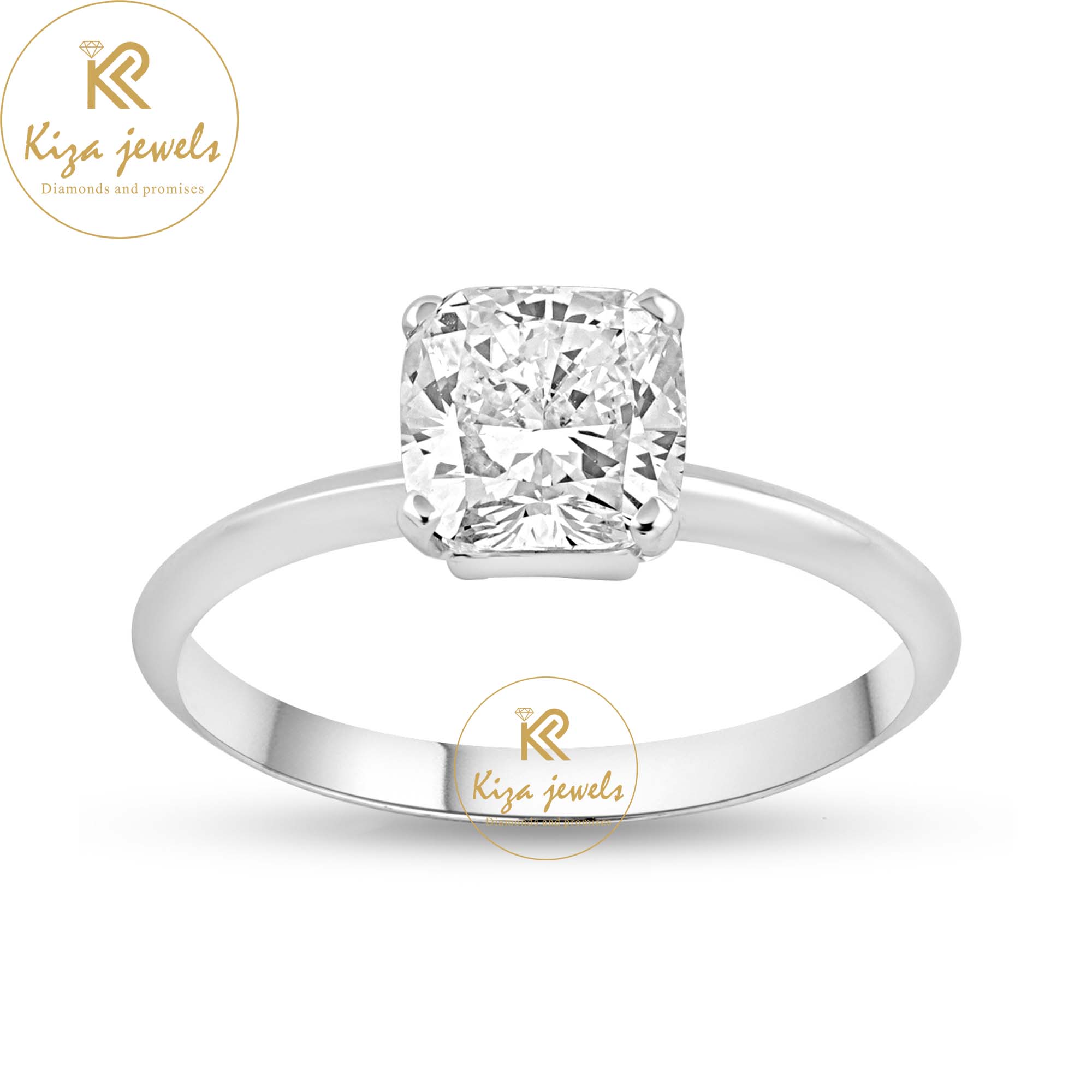 1.25 TDW Cushion Cut Women's Solitaire Diamond Ring