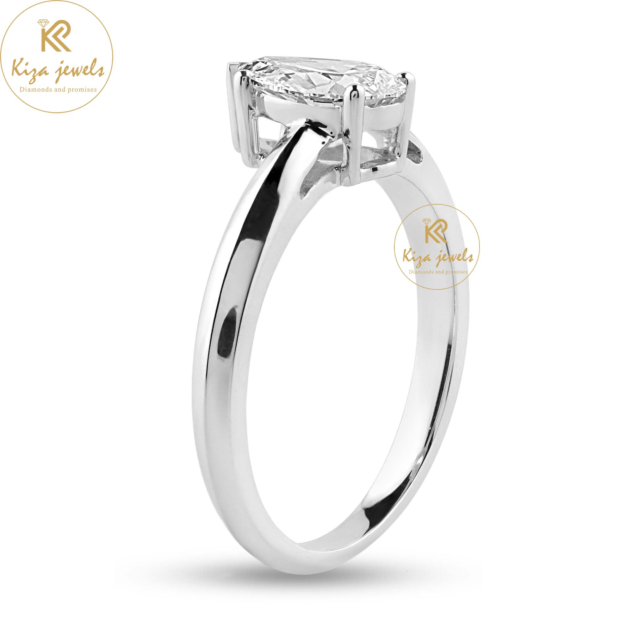 0.97 TDW Pear Cut Women's Solitaire Diamond Ring