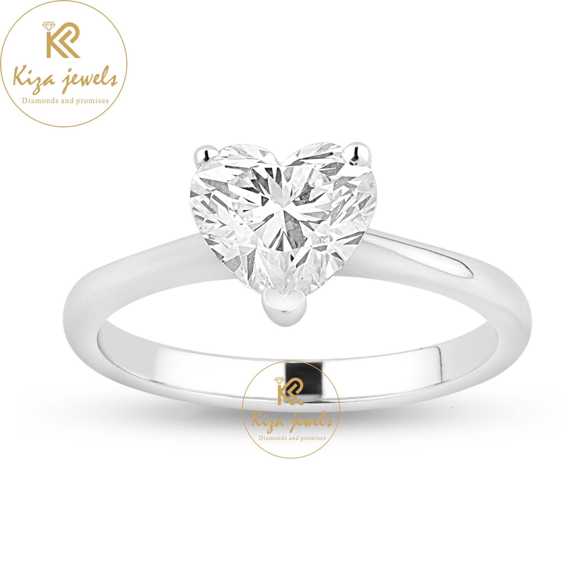 1.70 TDW Heart Cut Women's Solitaire Diamond Ring