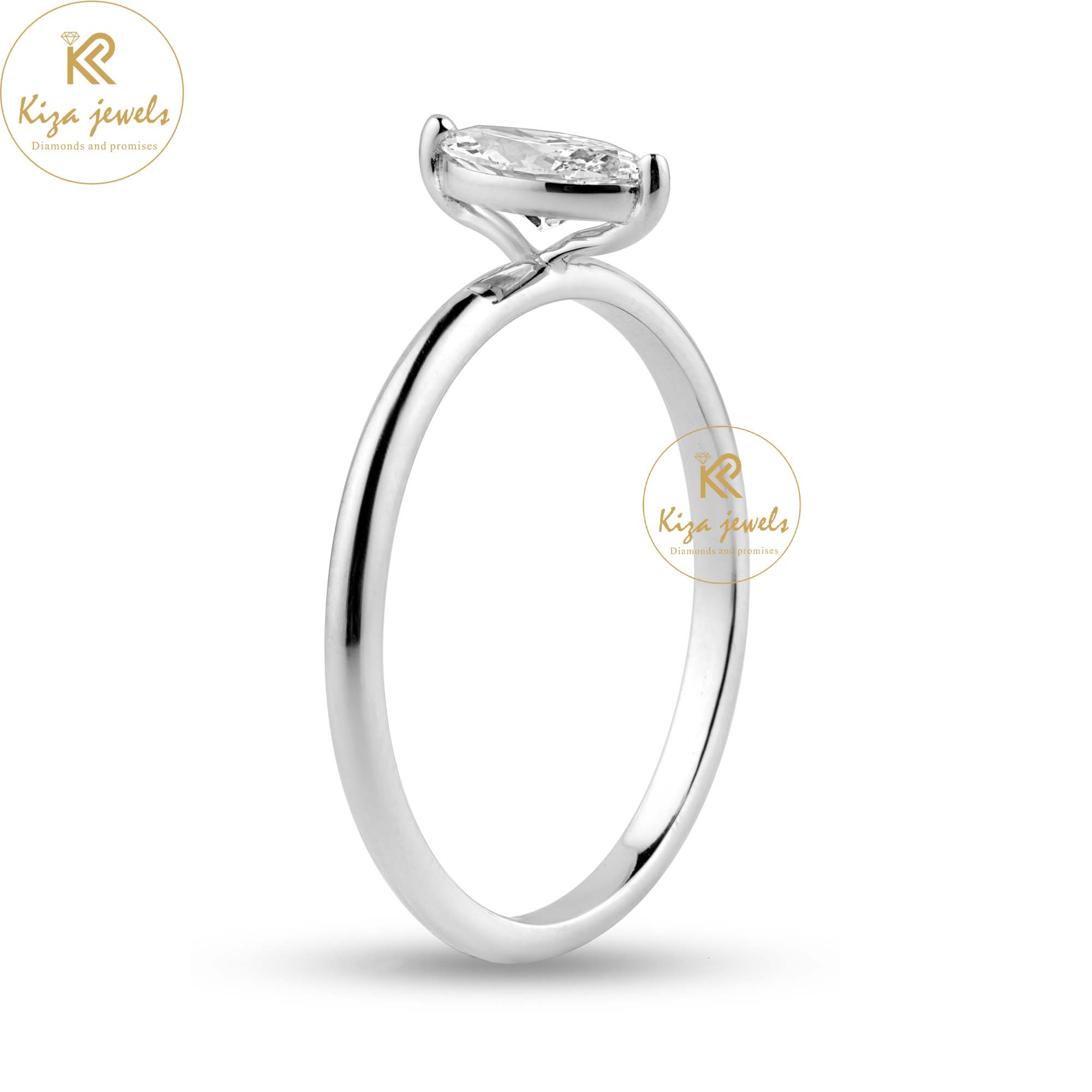 0.30 TDW Marquise Cut Women's Solitaire Diamond Ring