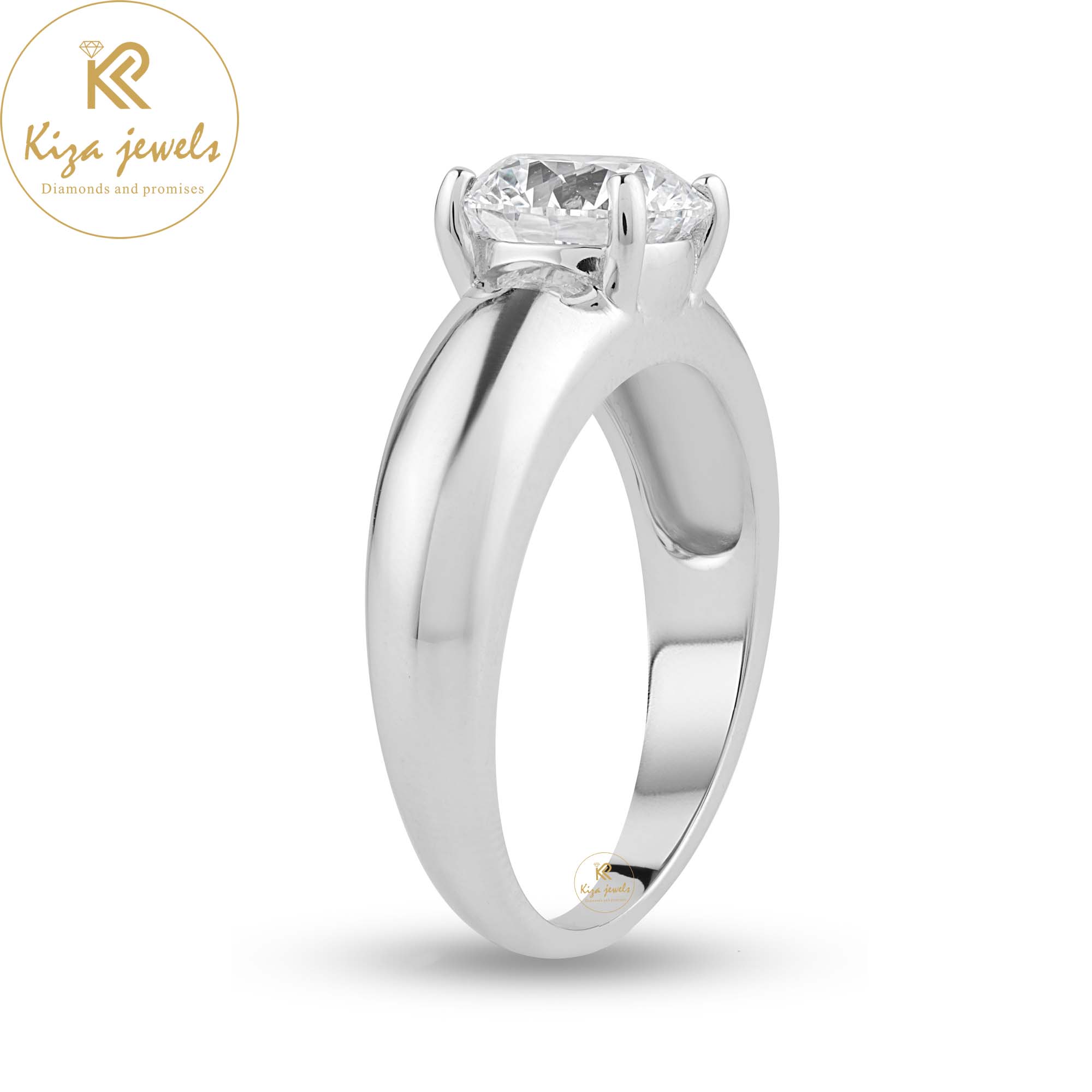 1.62 TDW Round Cut Women's Solitaire Diamond Ring