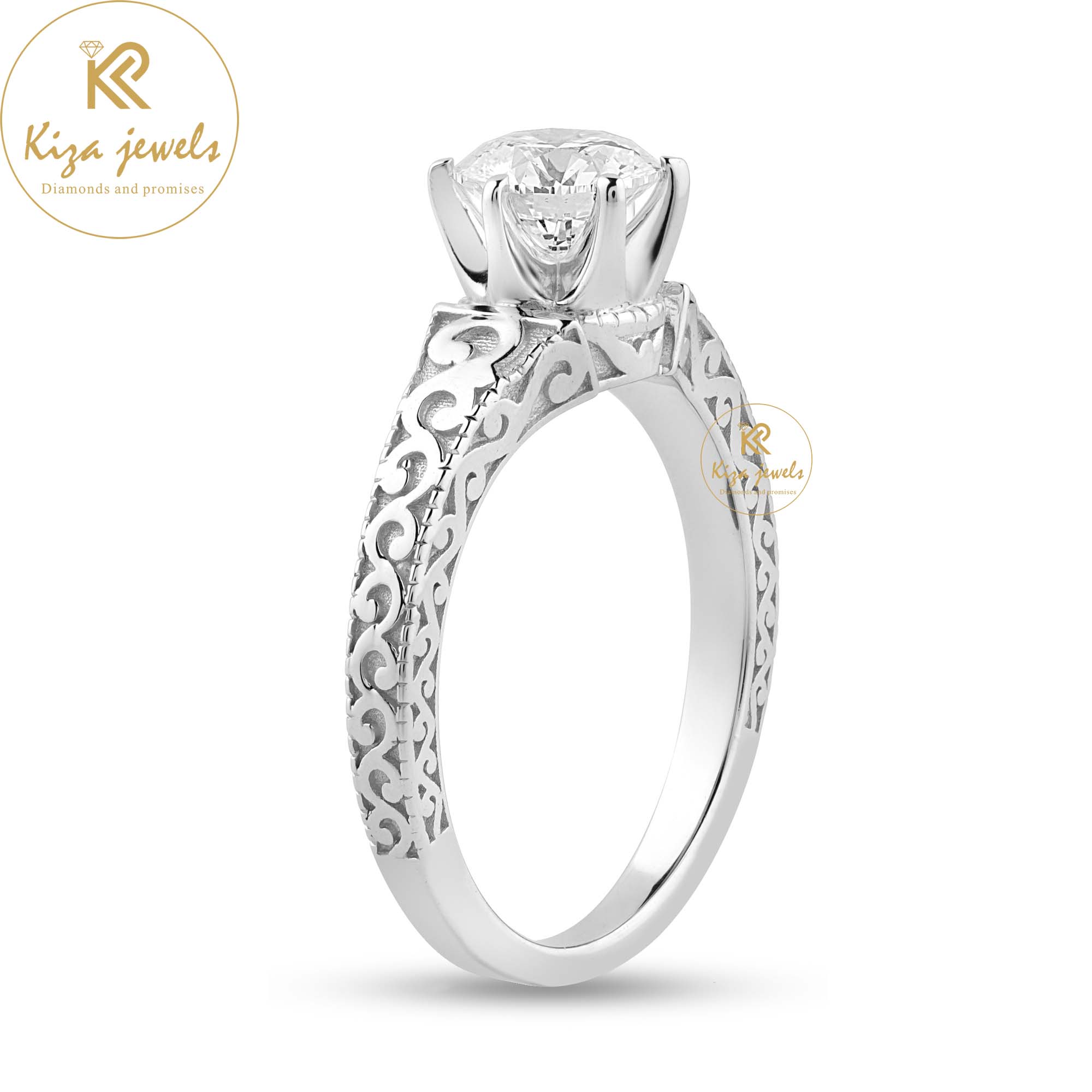 0.93 TDW Round Cut Women's Solitaire Diamond Ring