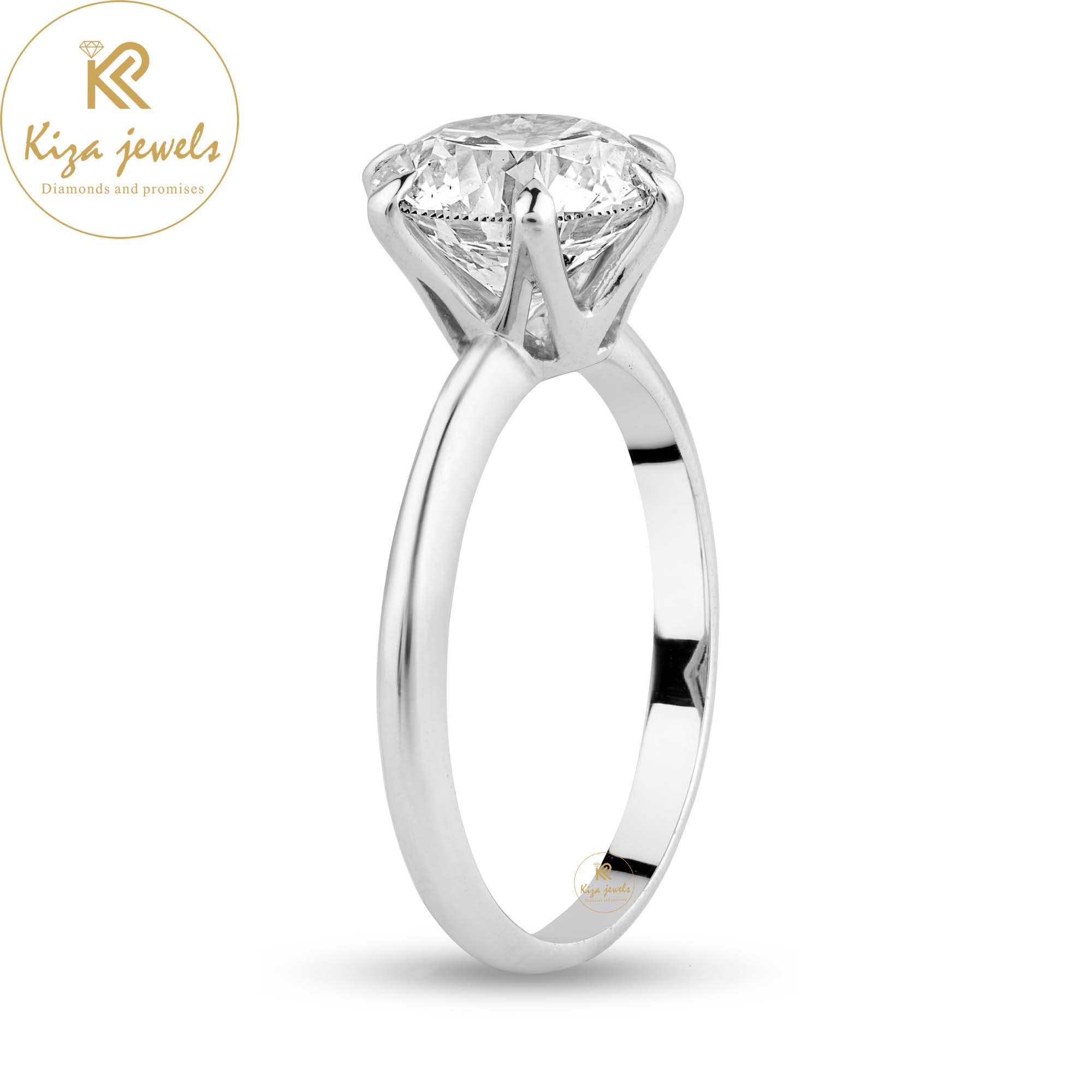 2.69 TDW Round Briilant Cut Diamond White Gold Ring