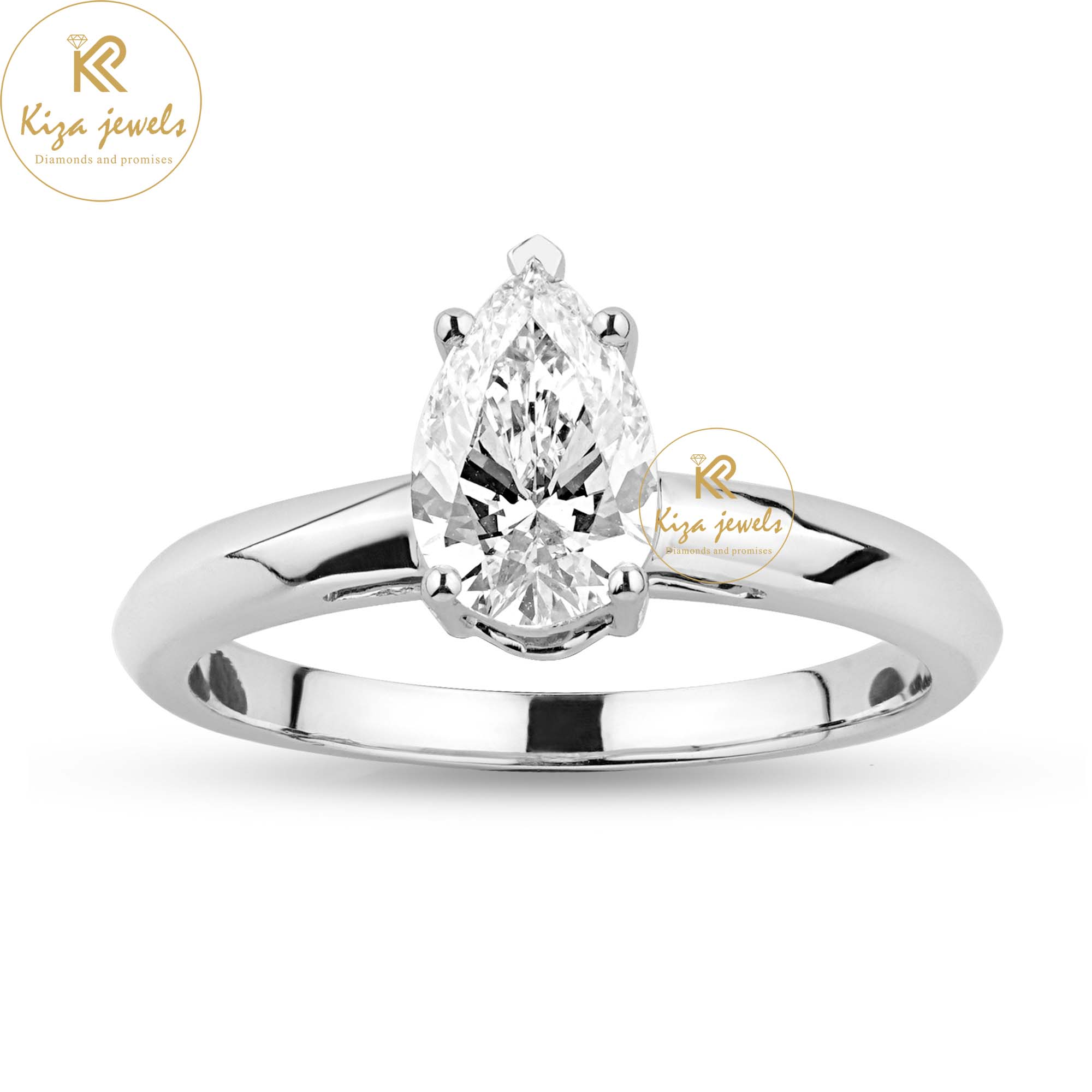 0.97 TDW Pear Cut Women's Solitaire Diamond Ring