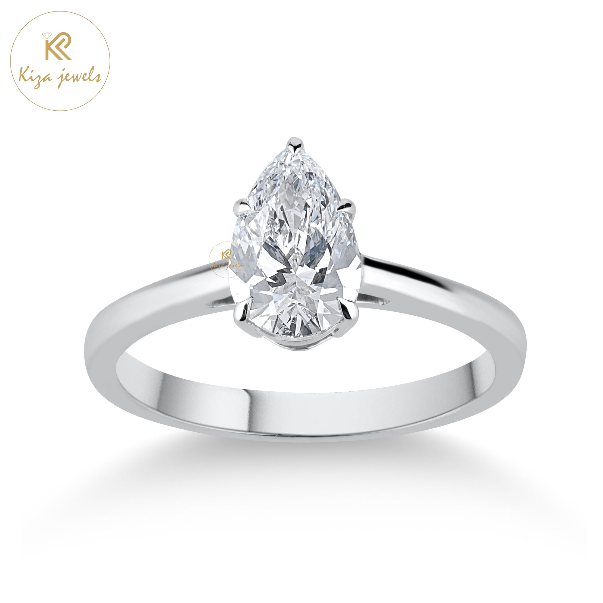 1.50 TDW Pear Cut Women's Diamond Solitaire Ring