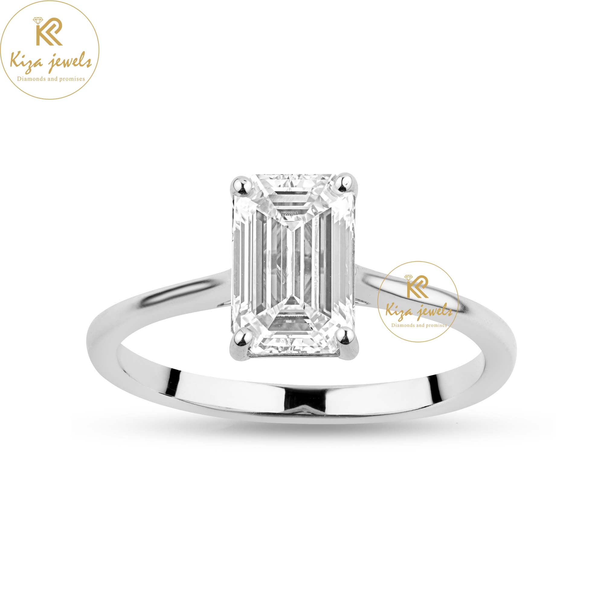 1.46 TDW Emerald Cut Women's Solitaire Diamond Ring