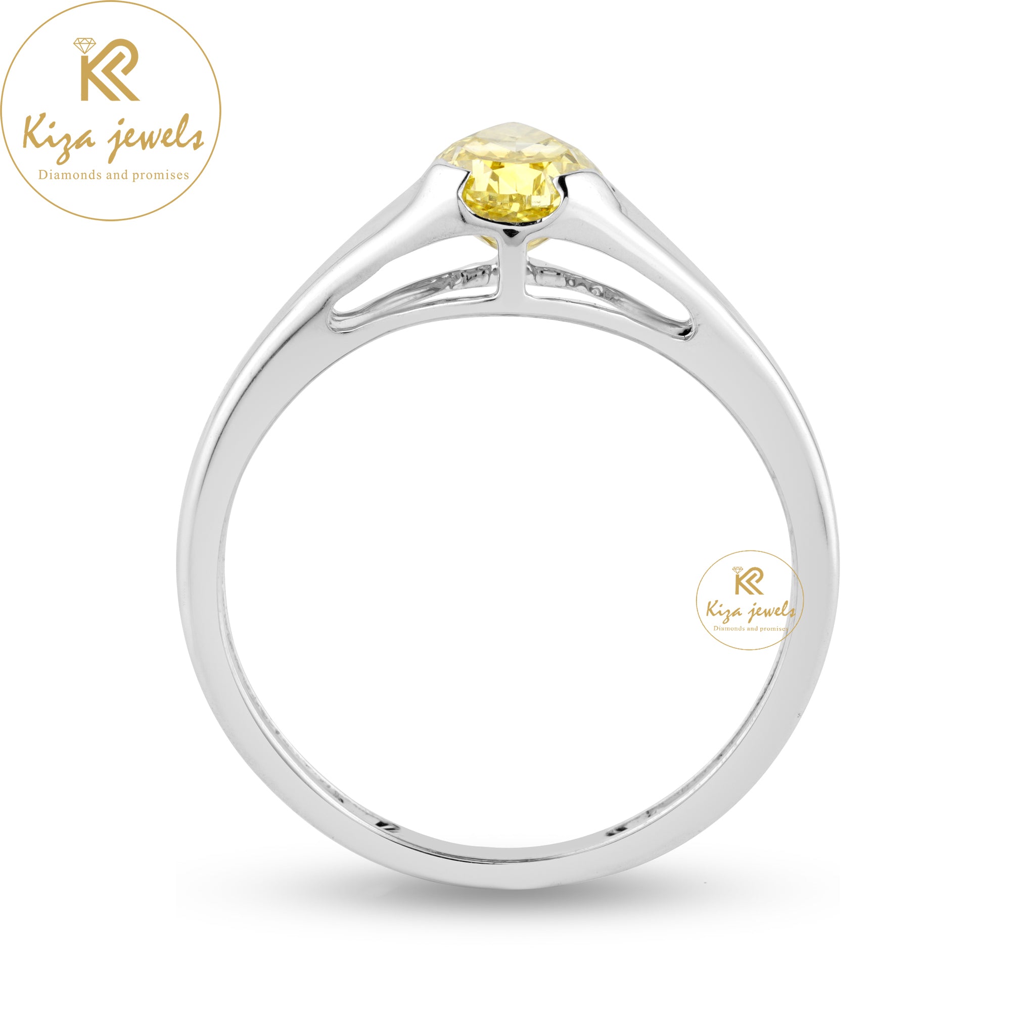 1.07 TDW Fancy yellow Pear Cut Women's Solitaire Diamond Ring