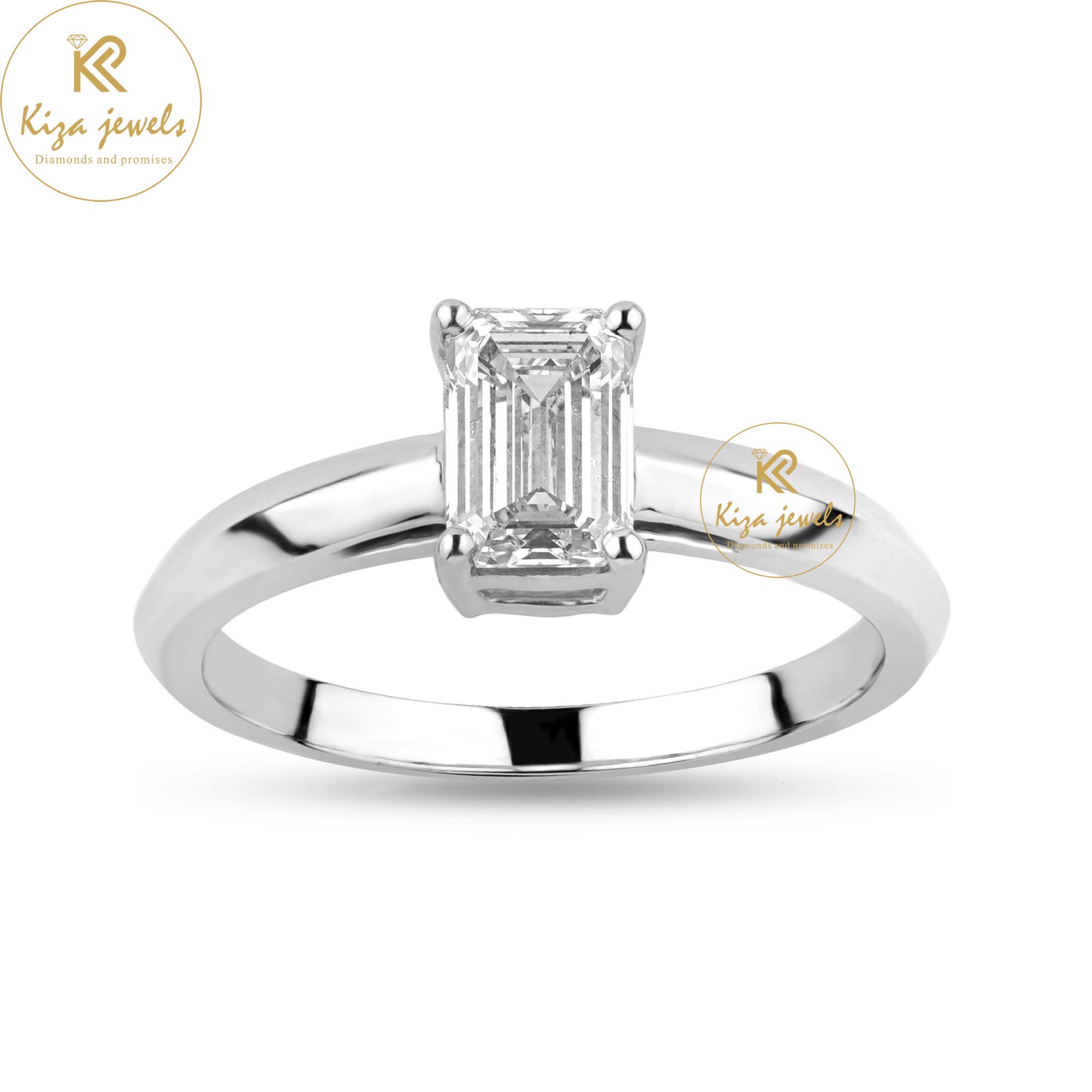 0.85 TDW Emerald Cut Women's Solitaire Diamond Ring