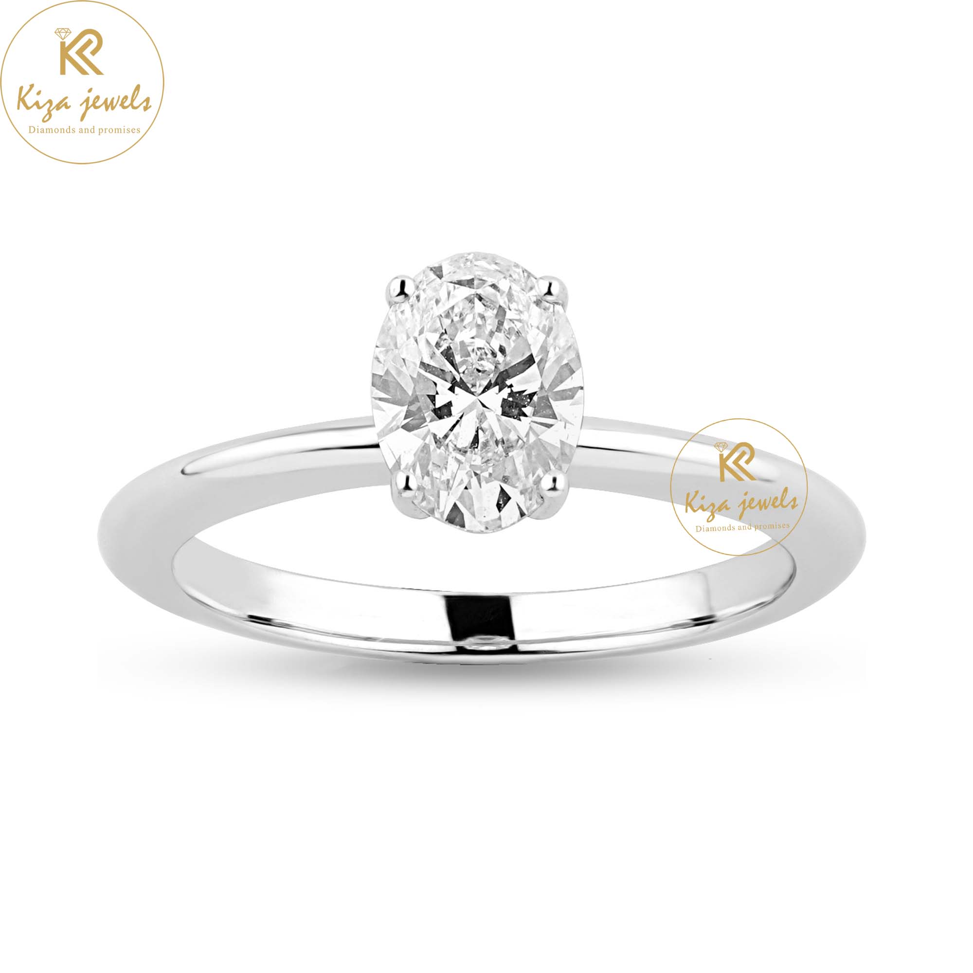 1.00 TDW Oval Cut Women's Solitaire Diamond Ring