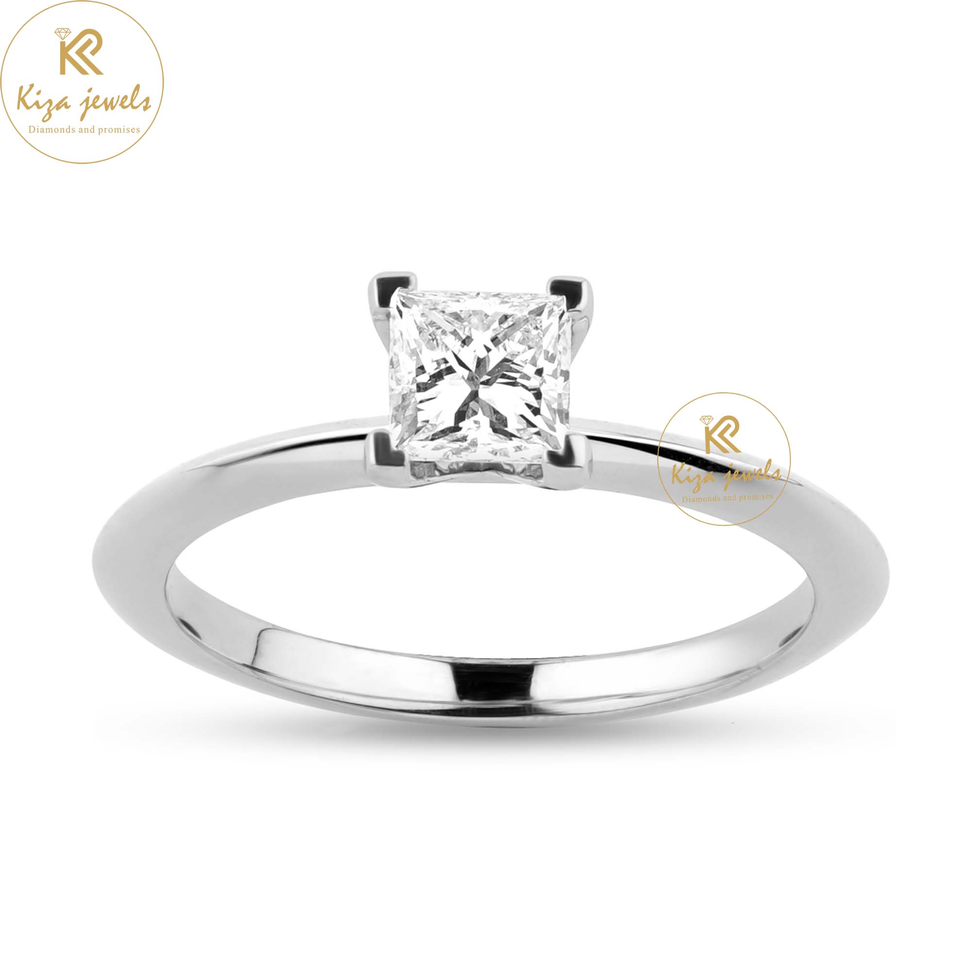 0.75 TDW Princess Cut Women's Diamond Solitaire Ring